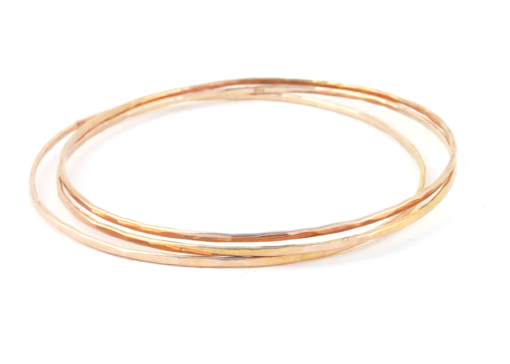 hammered thin rose gold bangle bracelet
