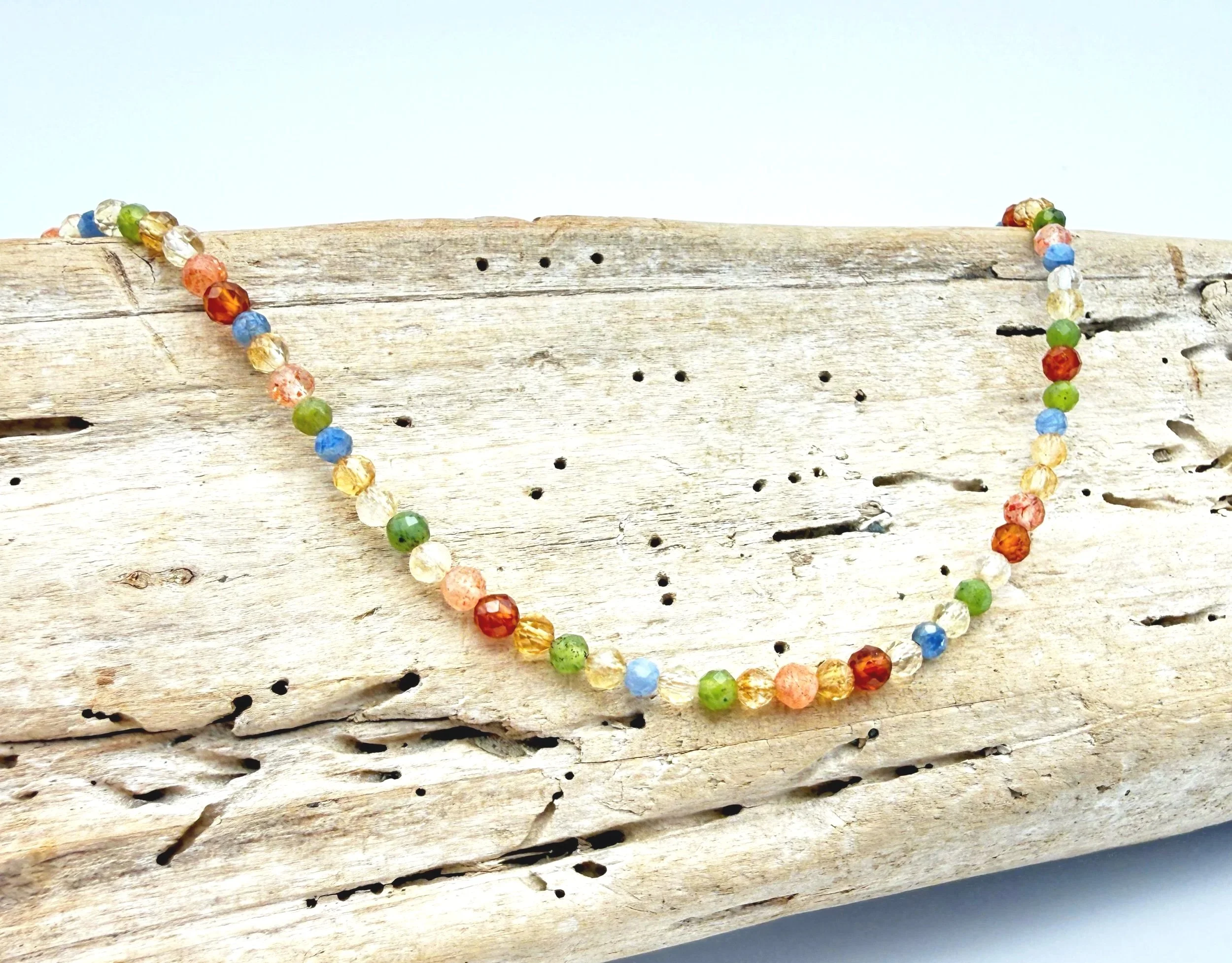multi gemstone necklace in 14k gol d