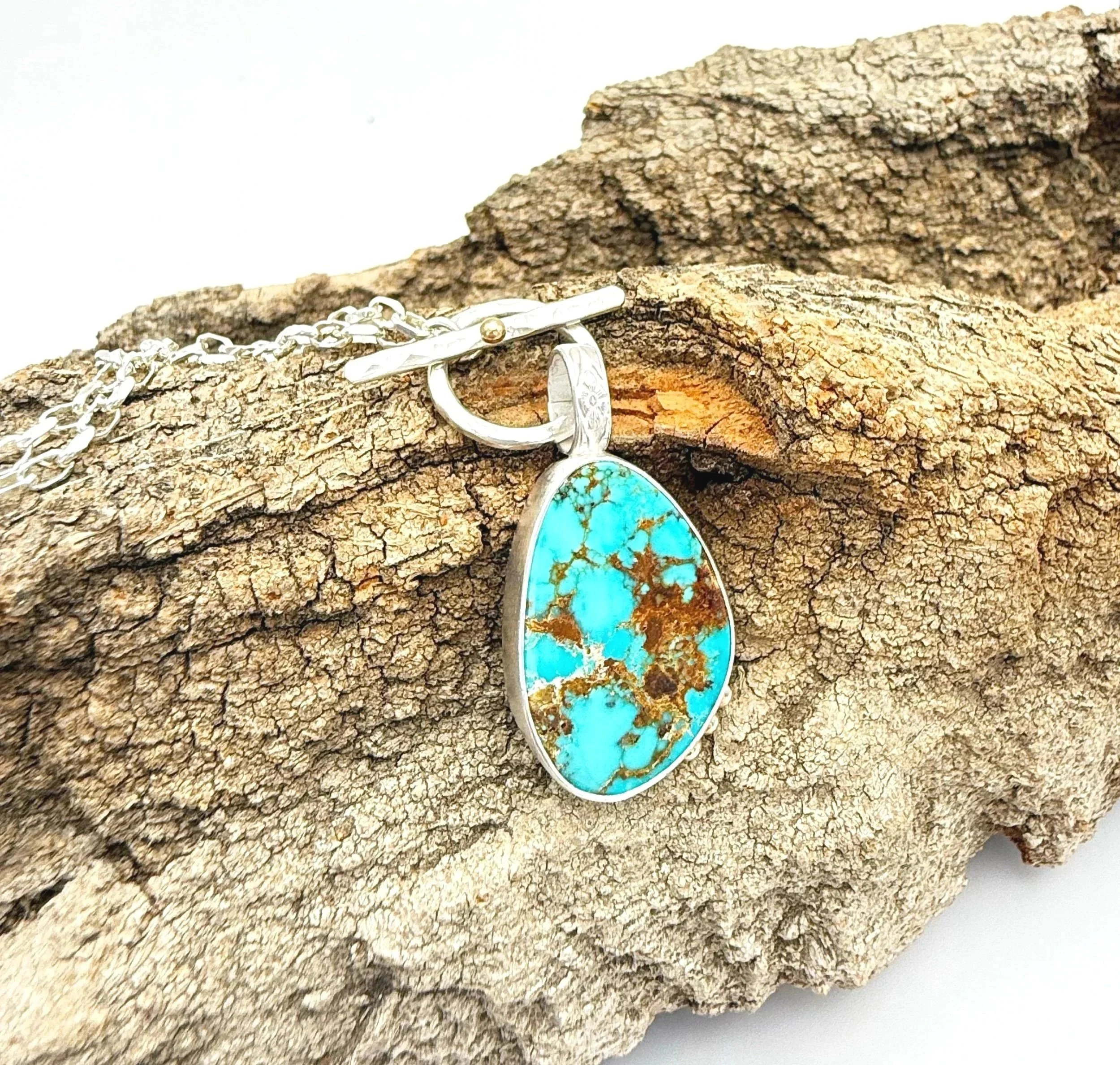 handmade american turquoise pendant necklace mixed metal