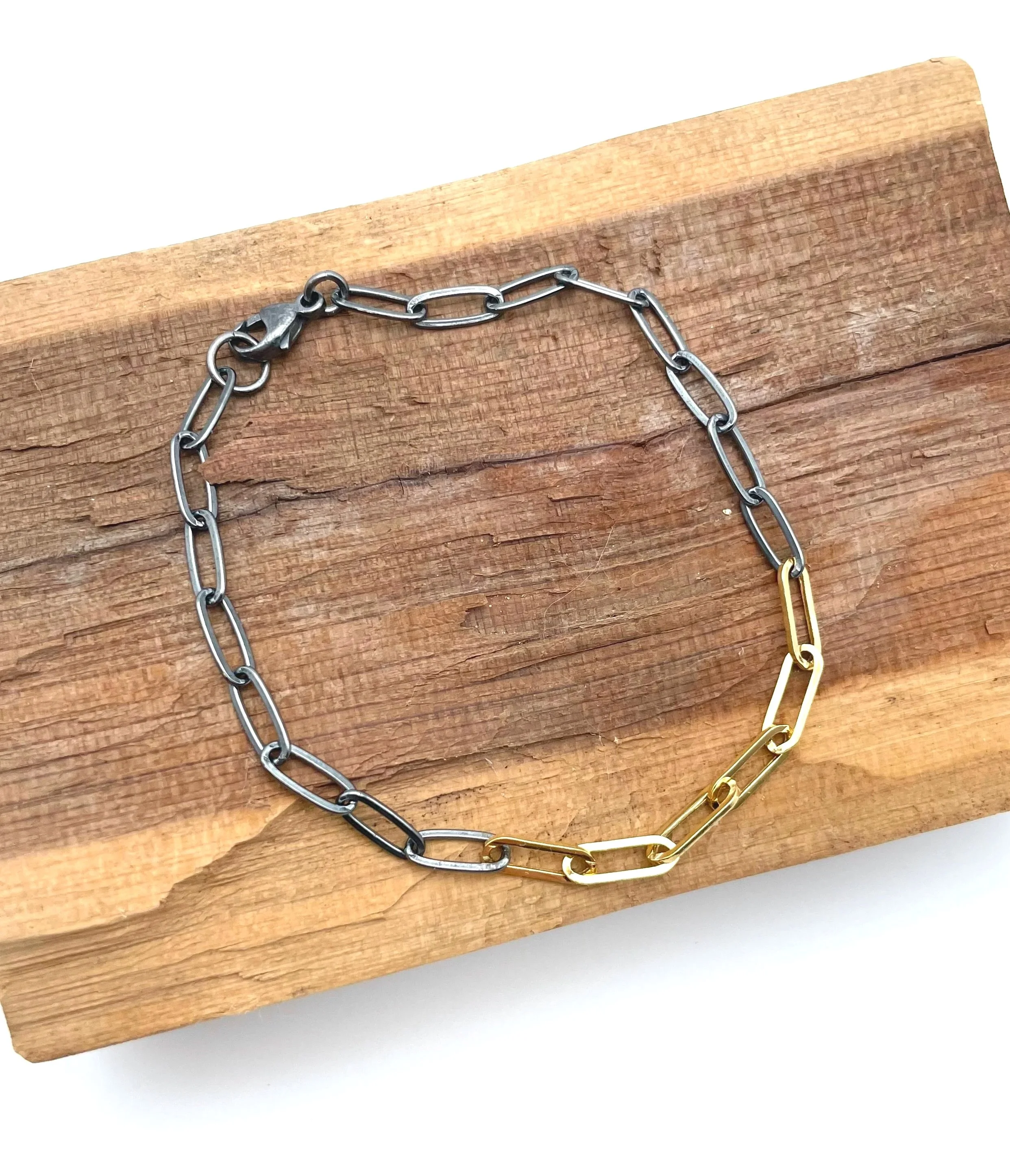 mixed metal chain bracelet