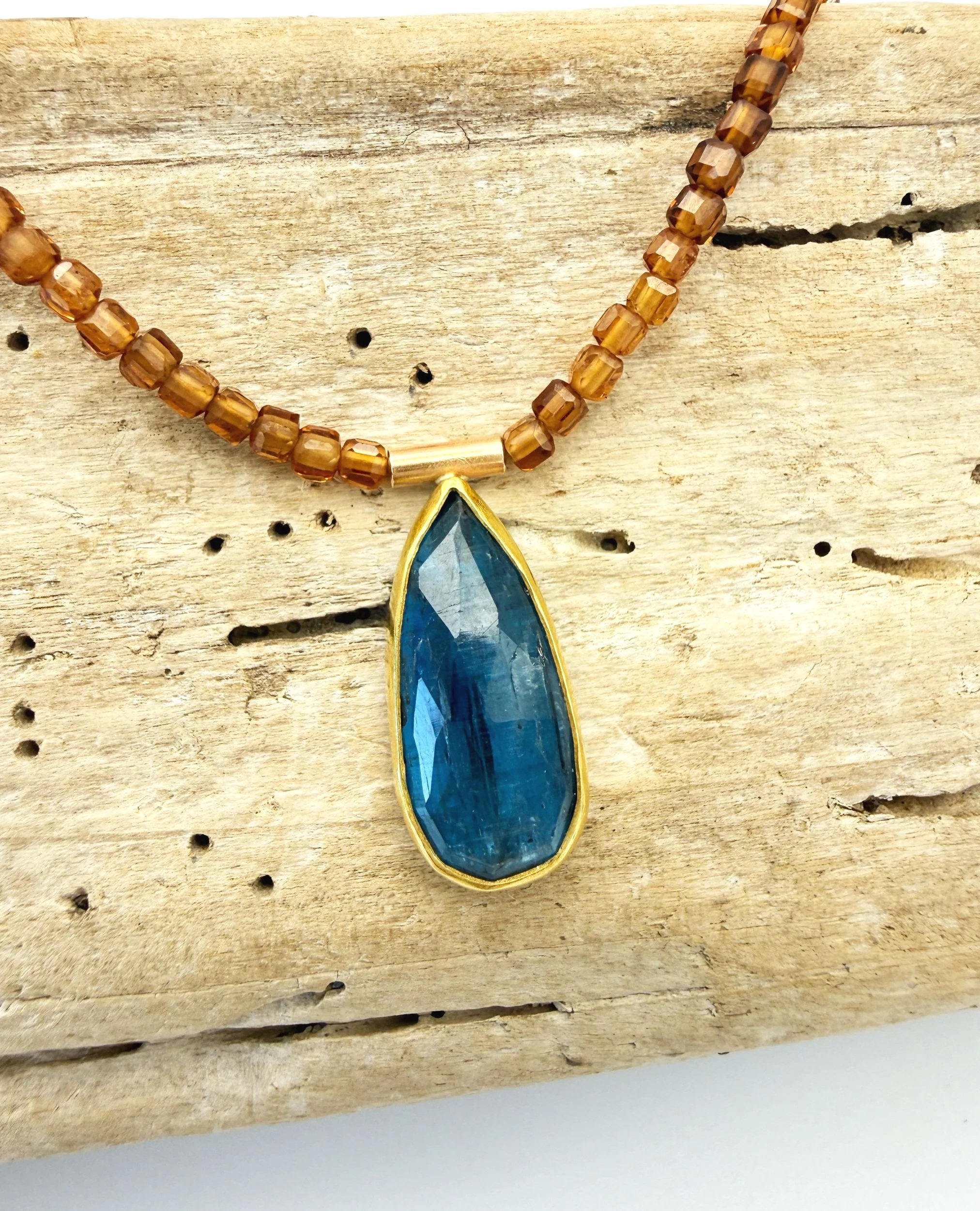 Kyanite Pendant Necklace Solid Gold