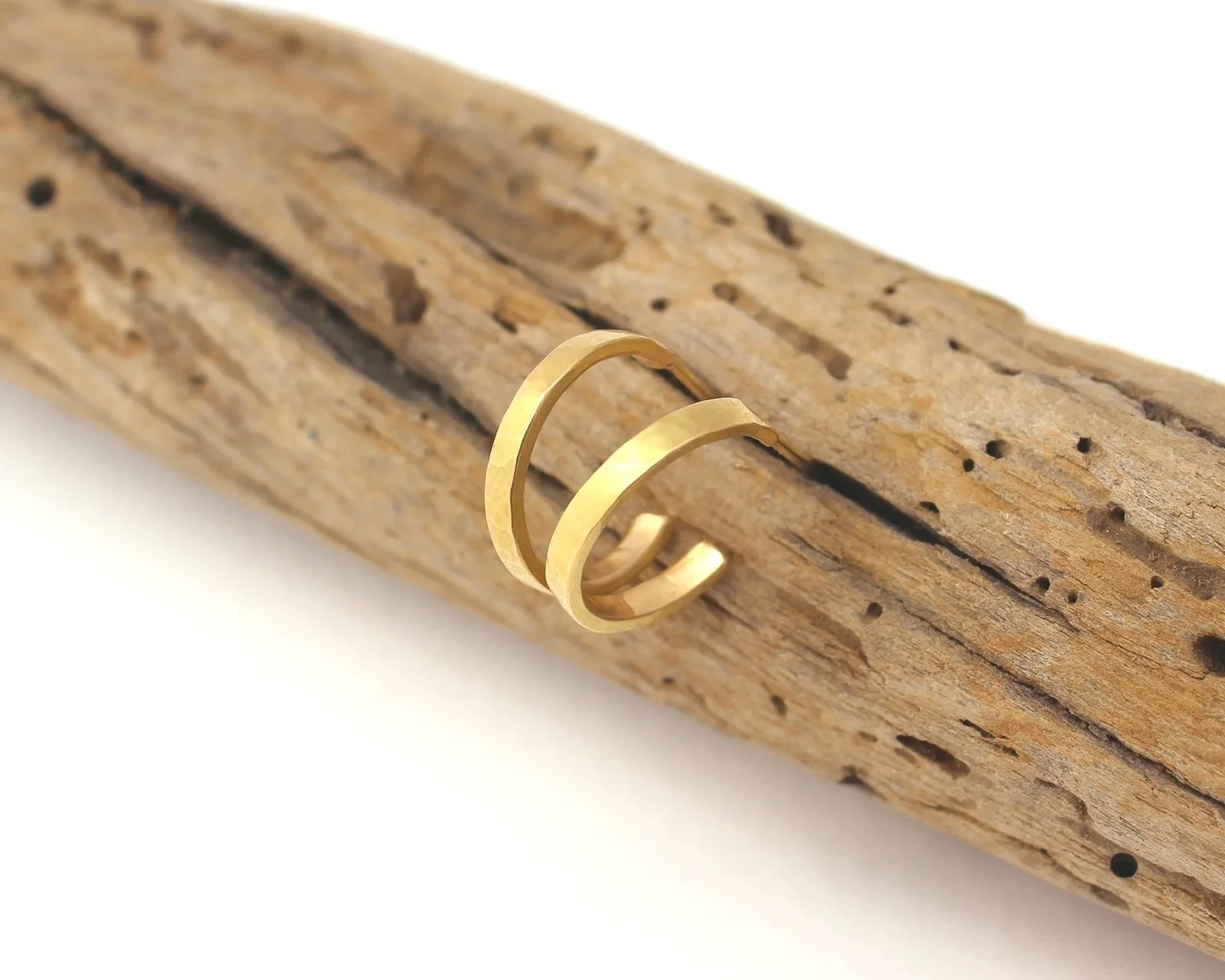 hammered 18k solid gold stud earrings