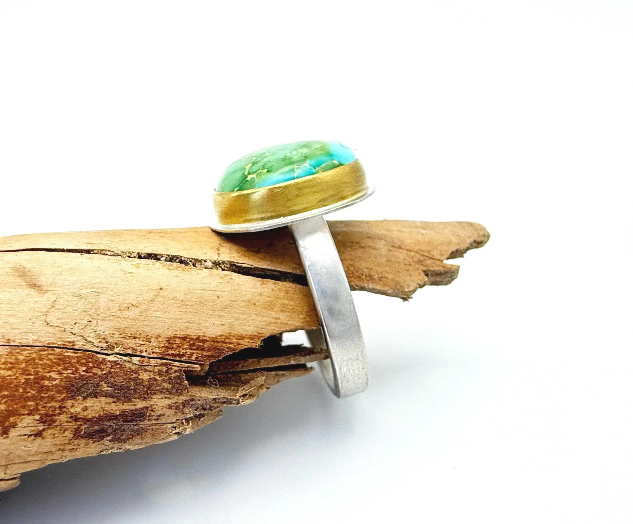 Sonoran Gold Turquoise Ring in Silver and 22k Gold