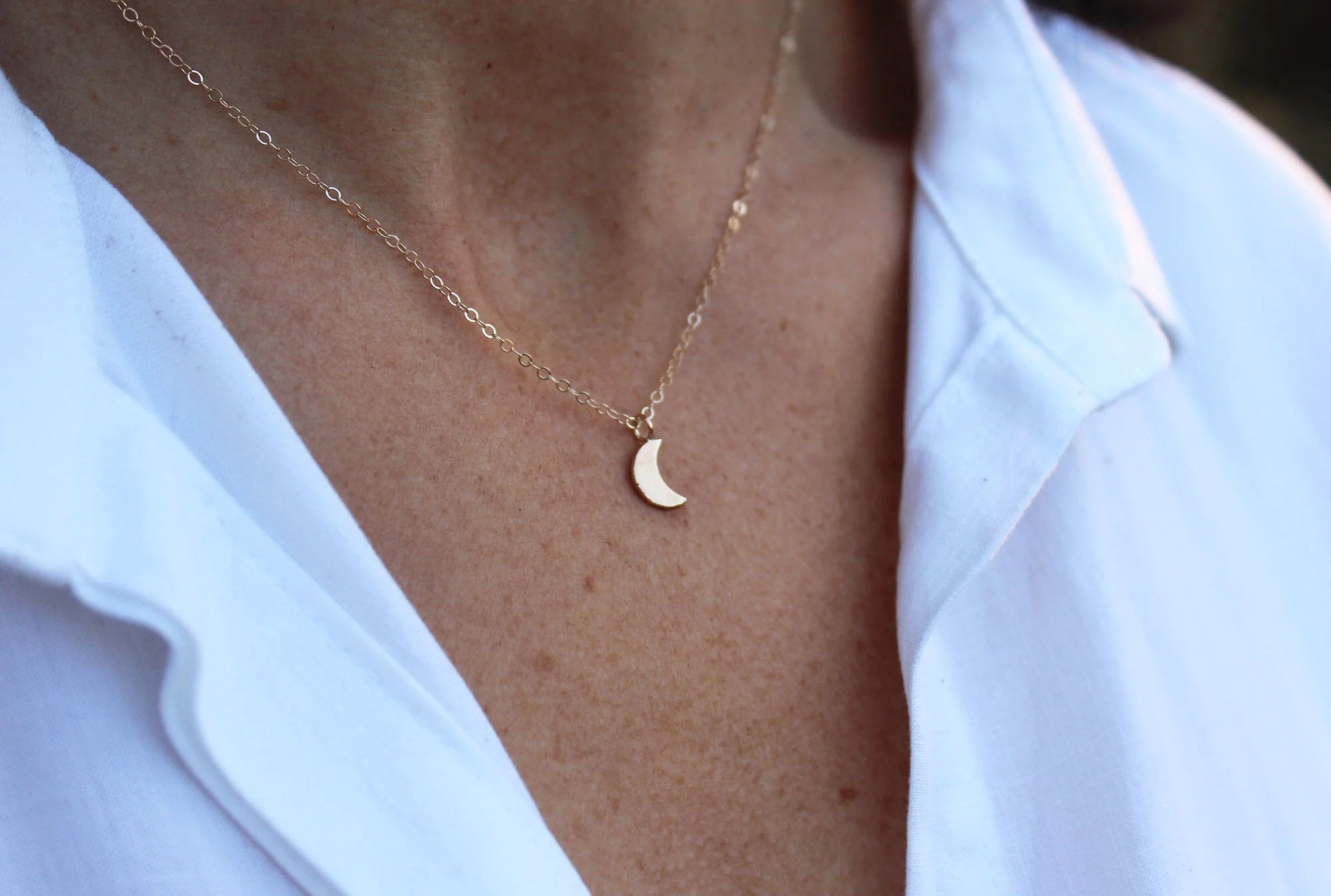 14k gold moon necklace