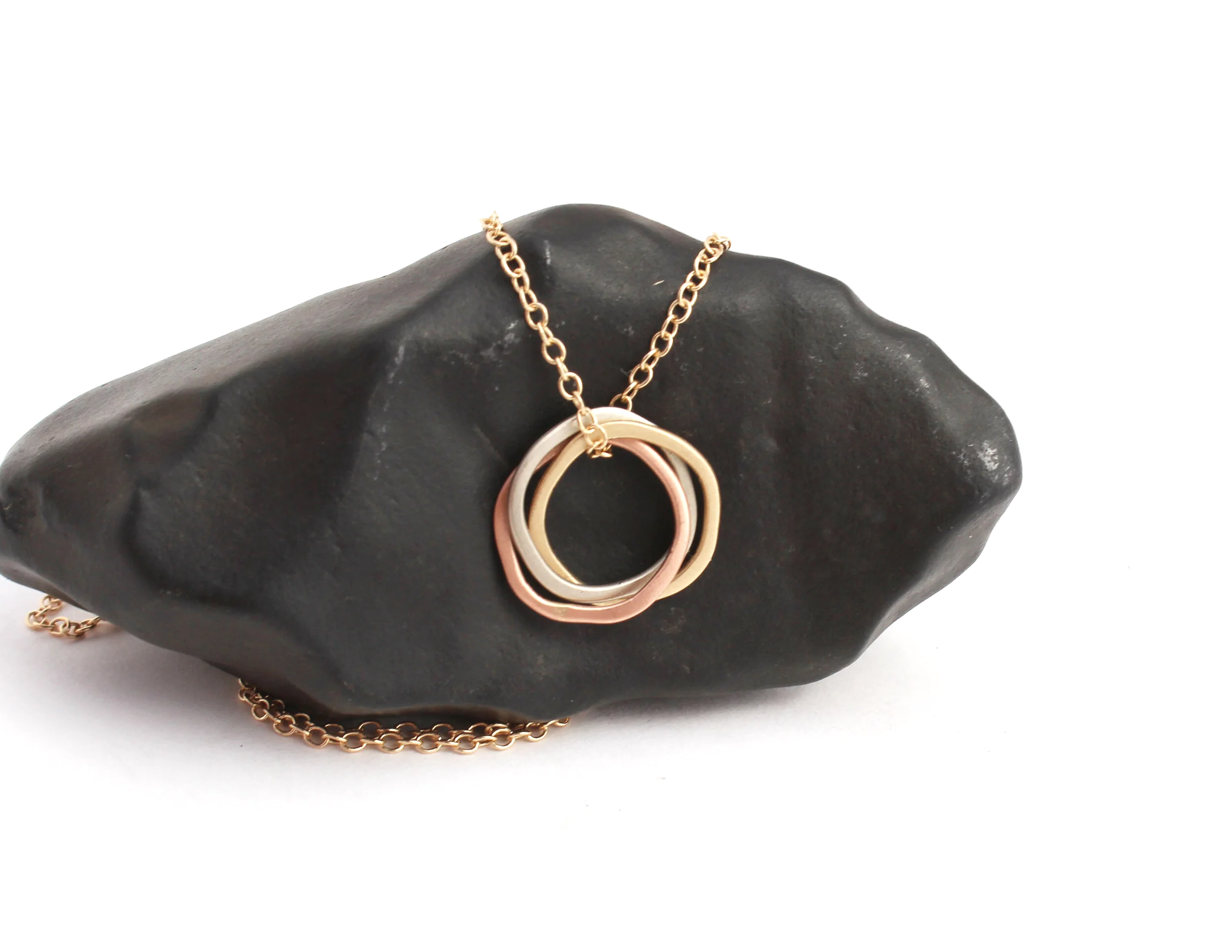14k solid gold tricolor gold pendant necklace