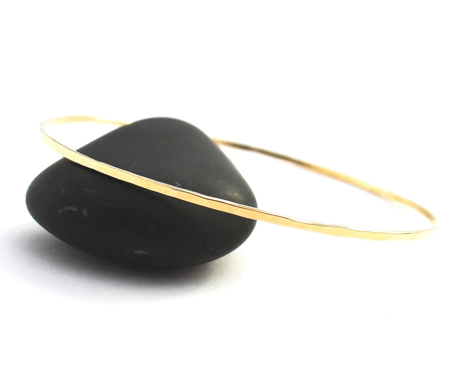minimalist thin bangle bracelet in 14k solid gold