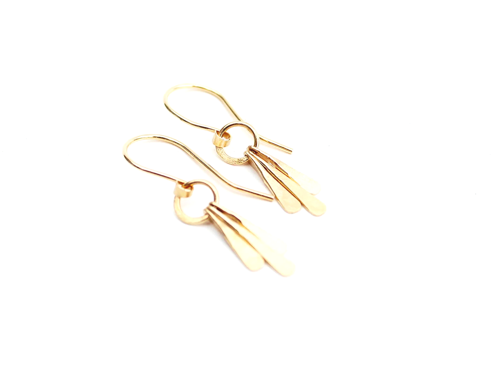 unique handmade dangle earrings in 14k solid gold