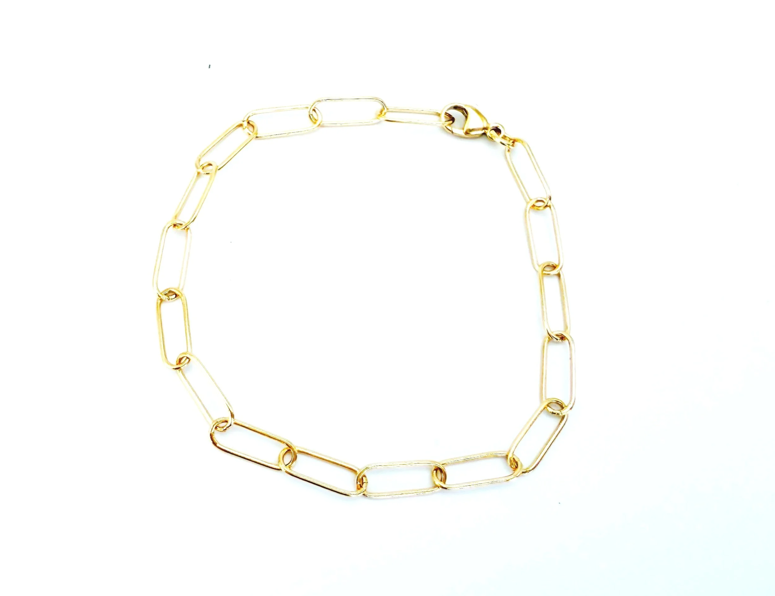14k gold paperclip chain bracelet not hollow