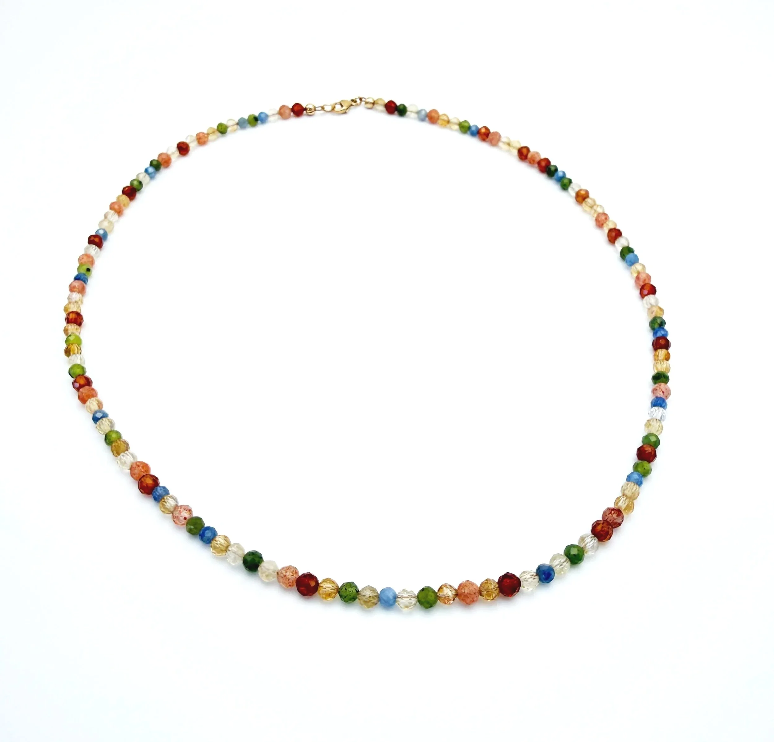 multi colored gemstone necklace 14k gold