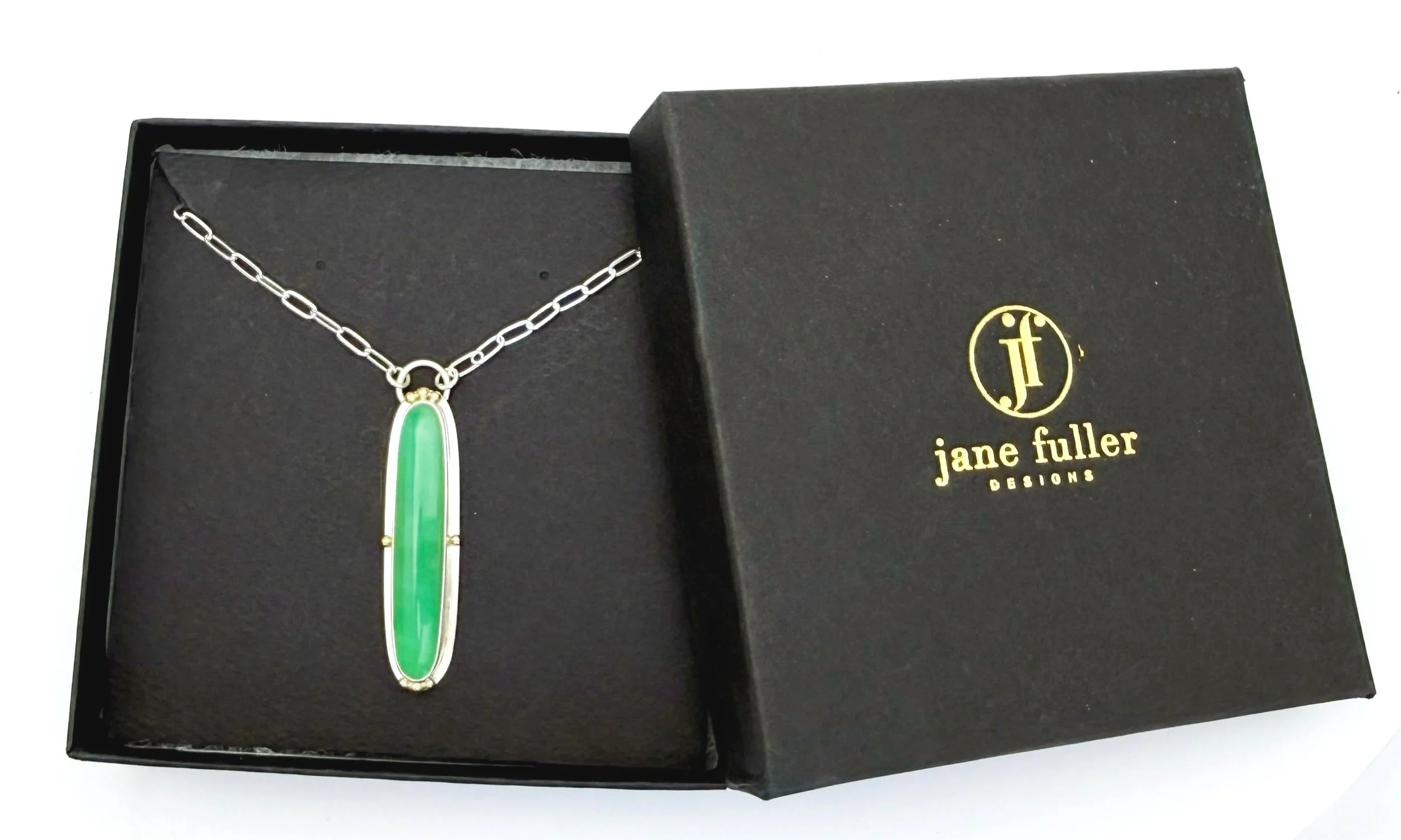 Chrysoprase necklace in a Jane Fuller Designs gift box
