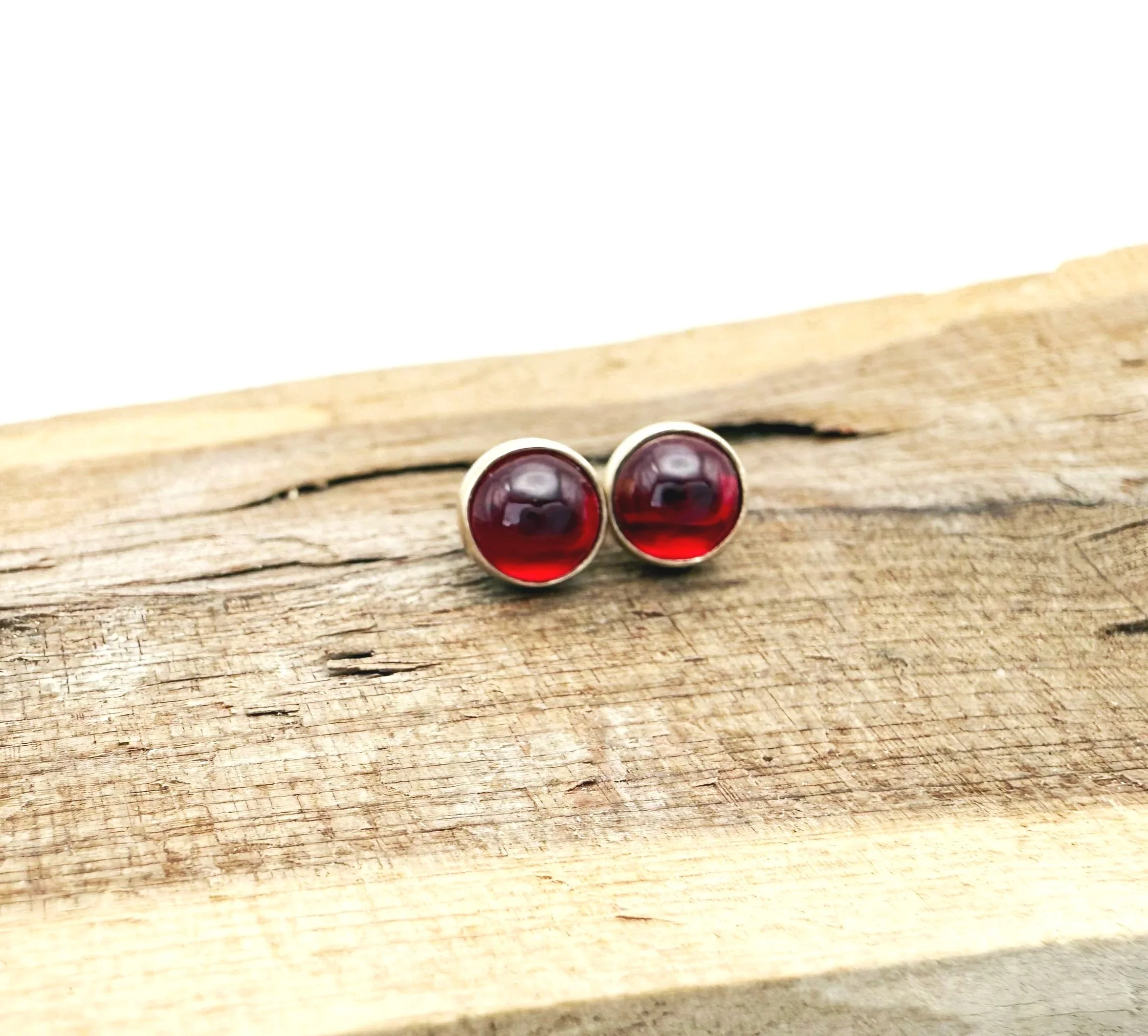 eco friendly lab grown ruby stud earrings 14k gold
