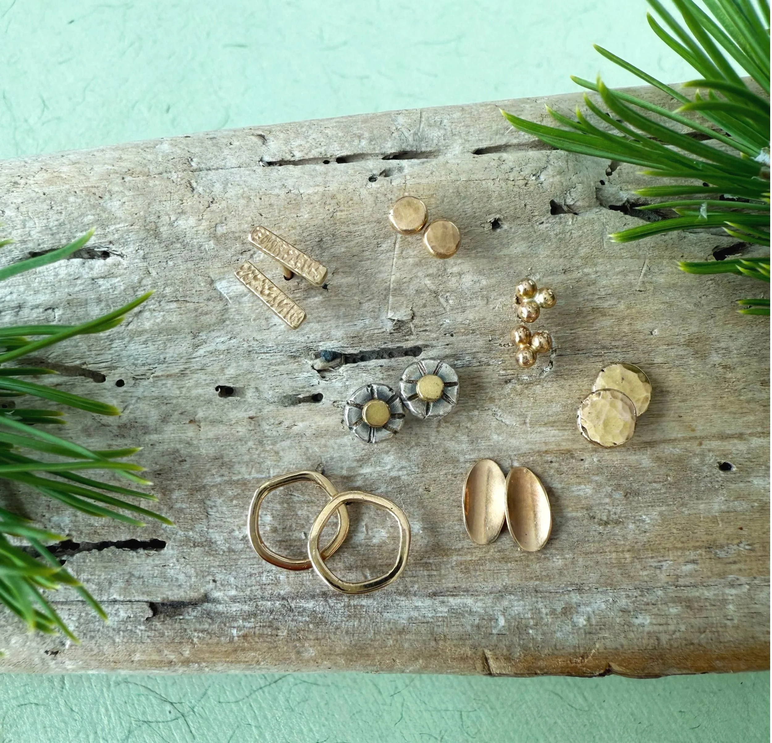 Handmade 14k Solid Gold Stud Earrings