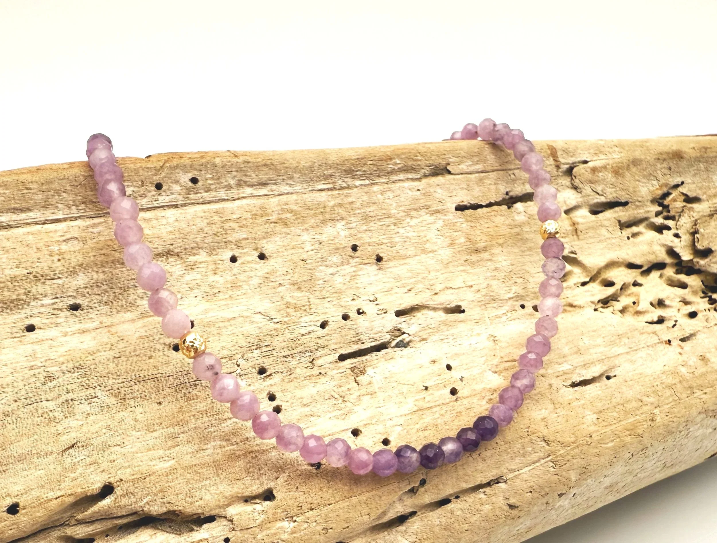 pink purple gemstone ombre effect 14k solid gold