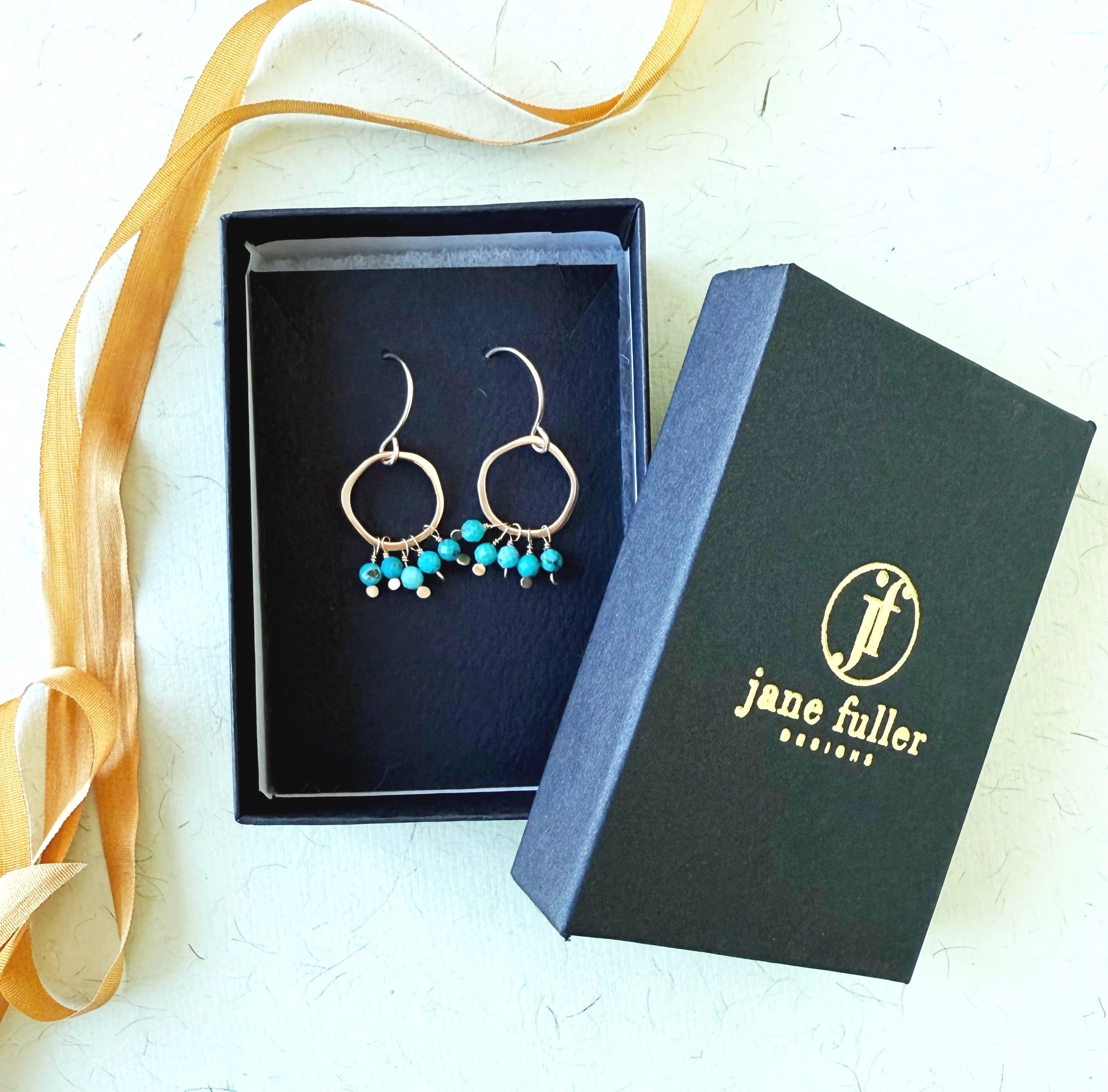 solid gold turquoise earrings 14k