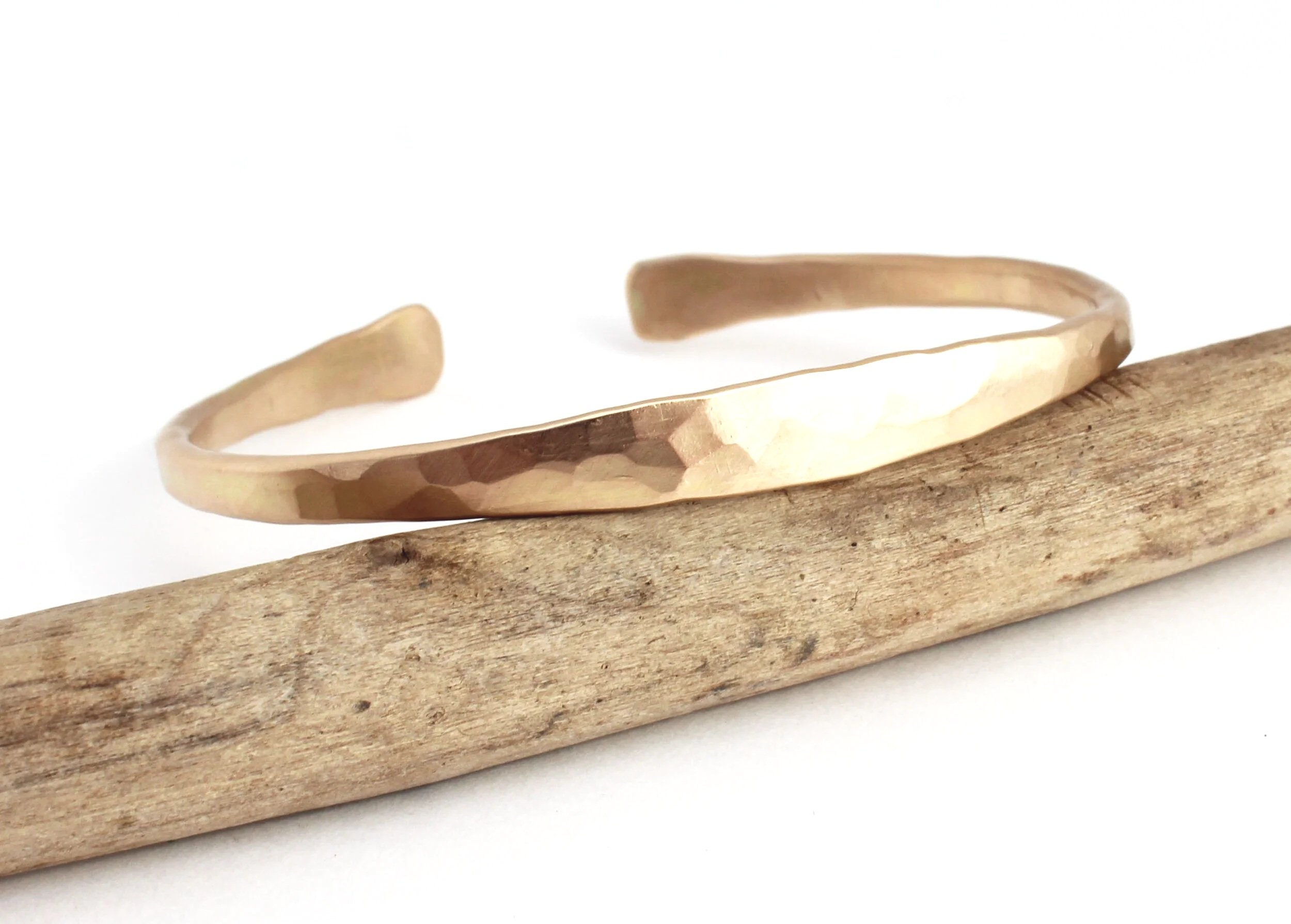 mens hammered gold cuff 14k