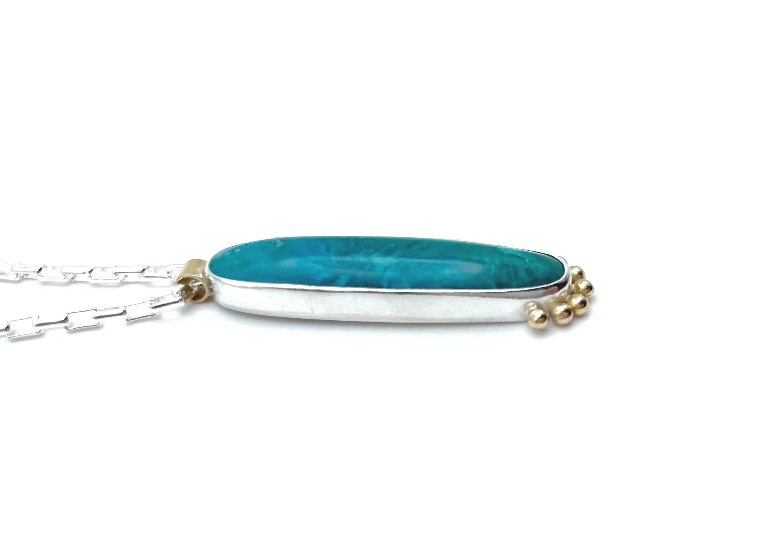 gem silica pendant necklace sterling silver with 14k gold accents