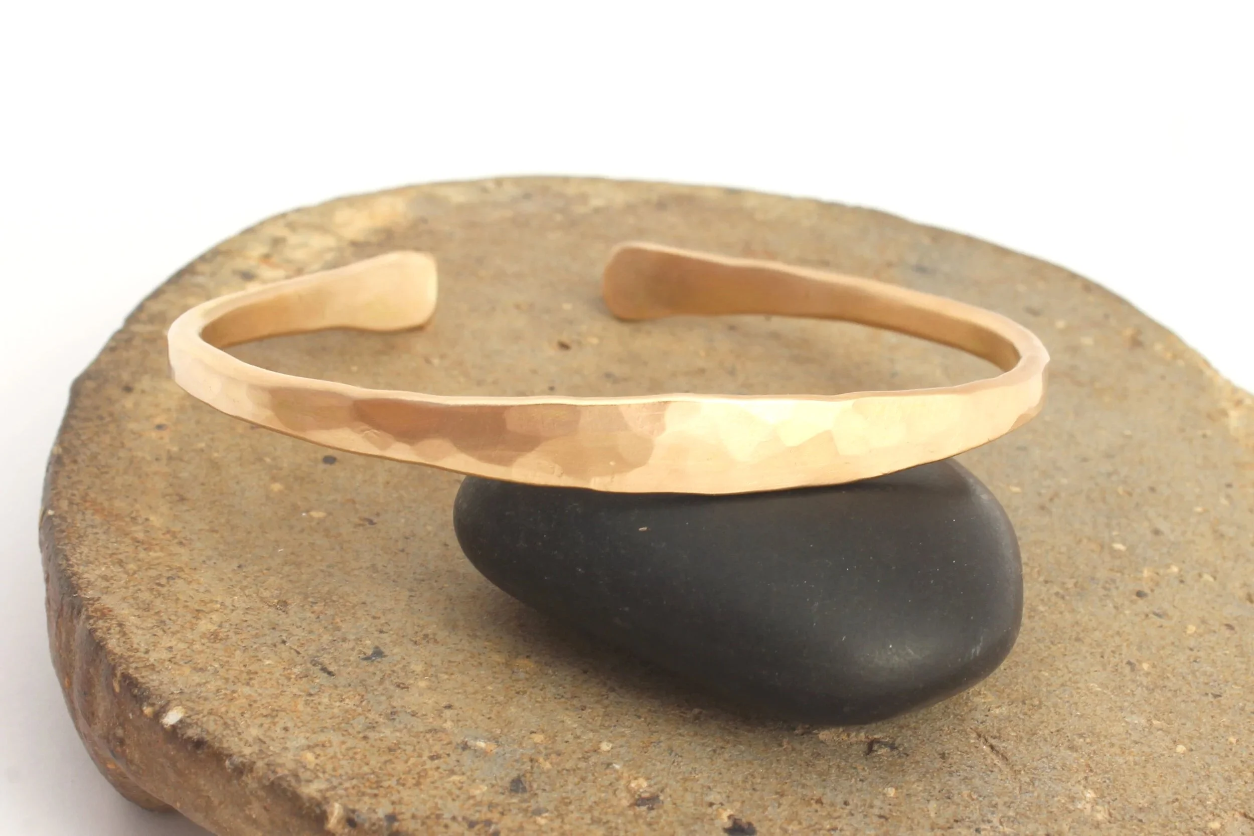 hammered gold cuff bracelet 14k