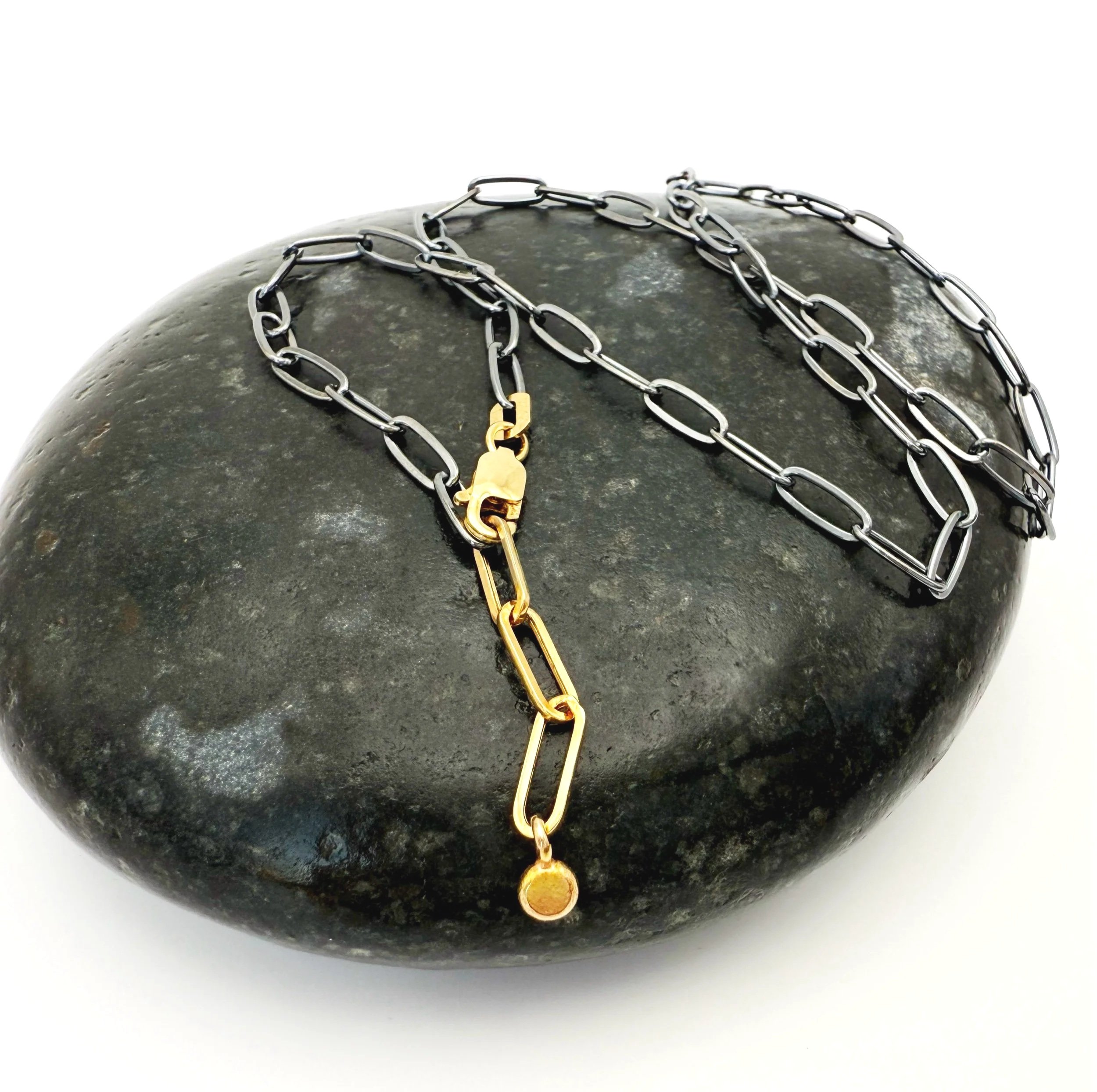 silver paperclip chain with 14k gold links