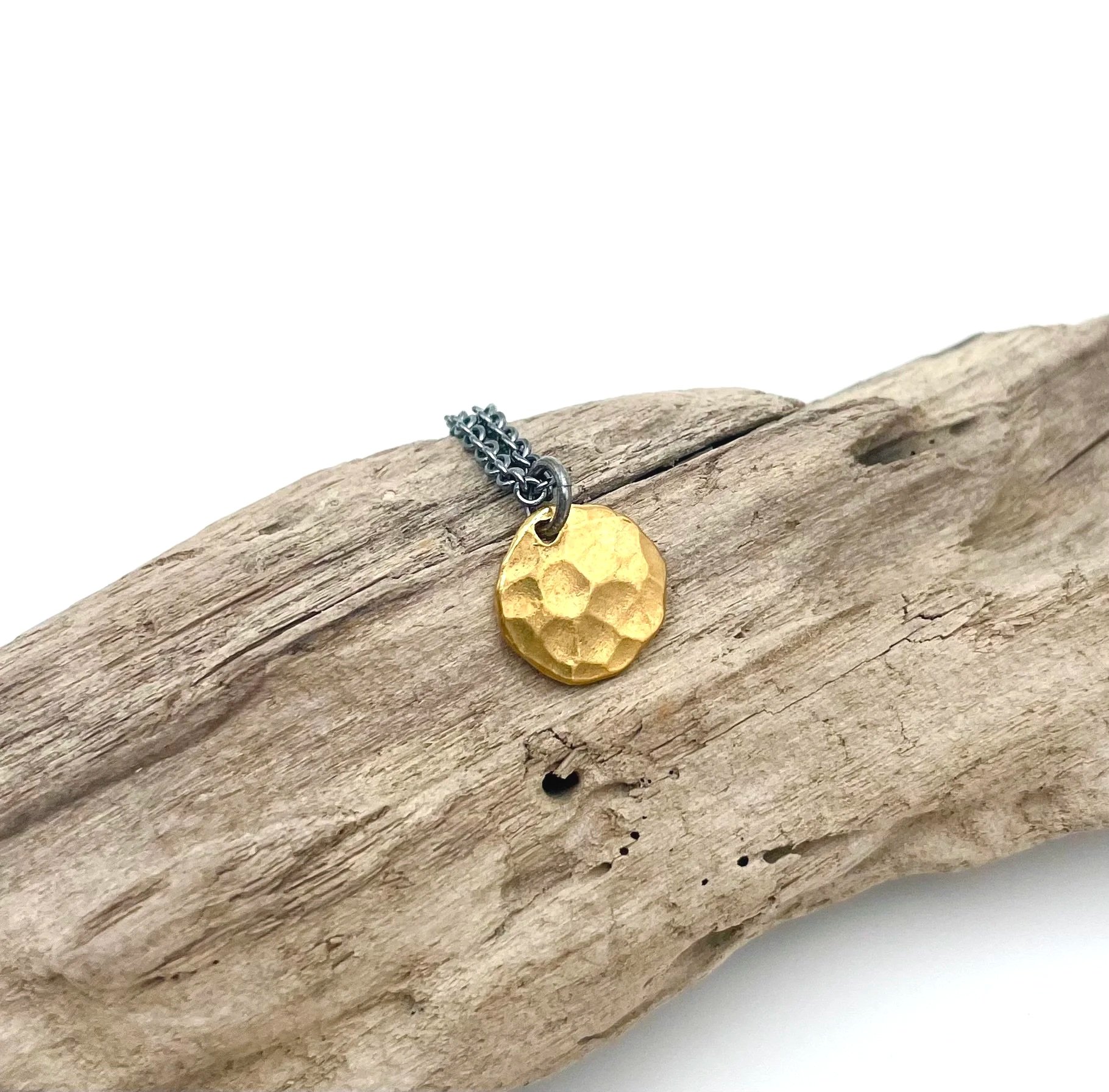 24k solid gold pendant necklace with silver chain