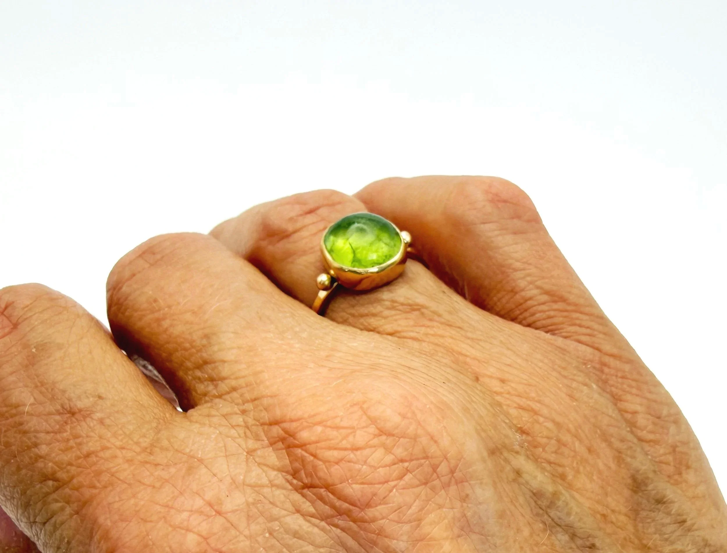 bezel set peridot ring 14k solid gold
