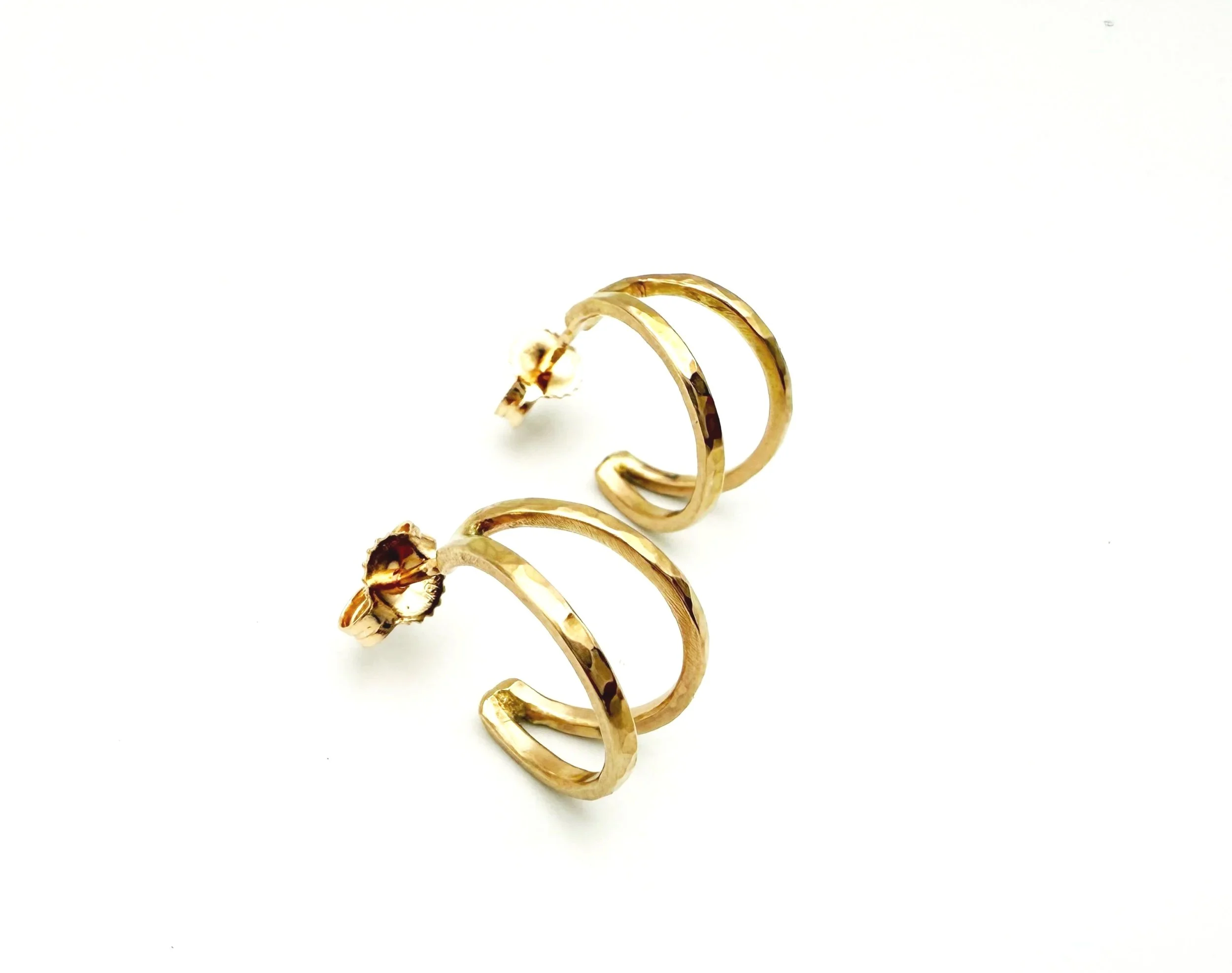 hammered gold hoop earrings 14k solid gold