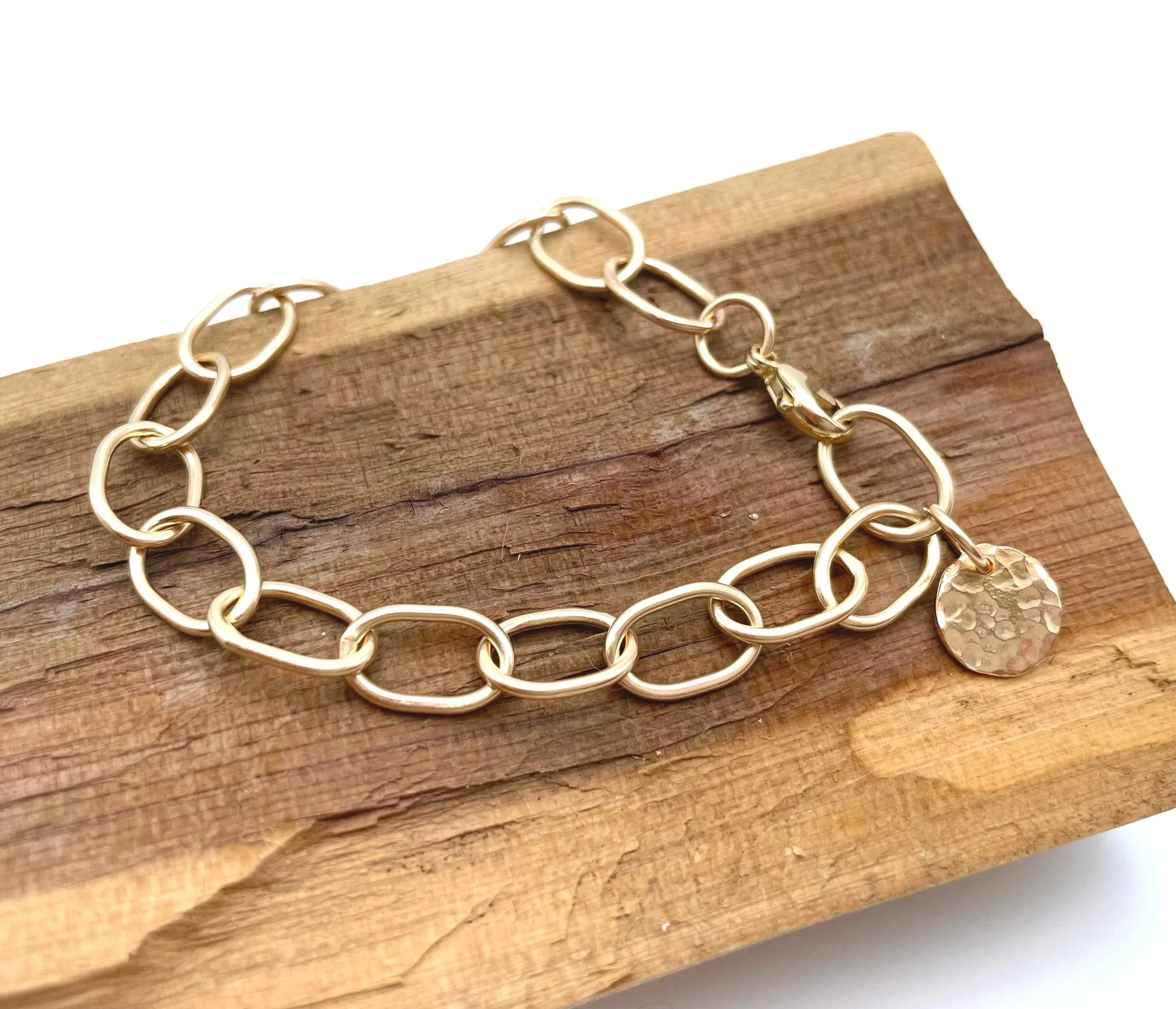 chunky solid gold link bracelet 14k