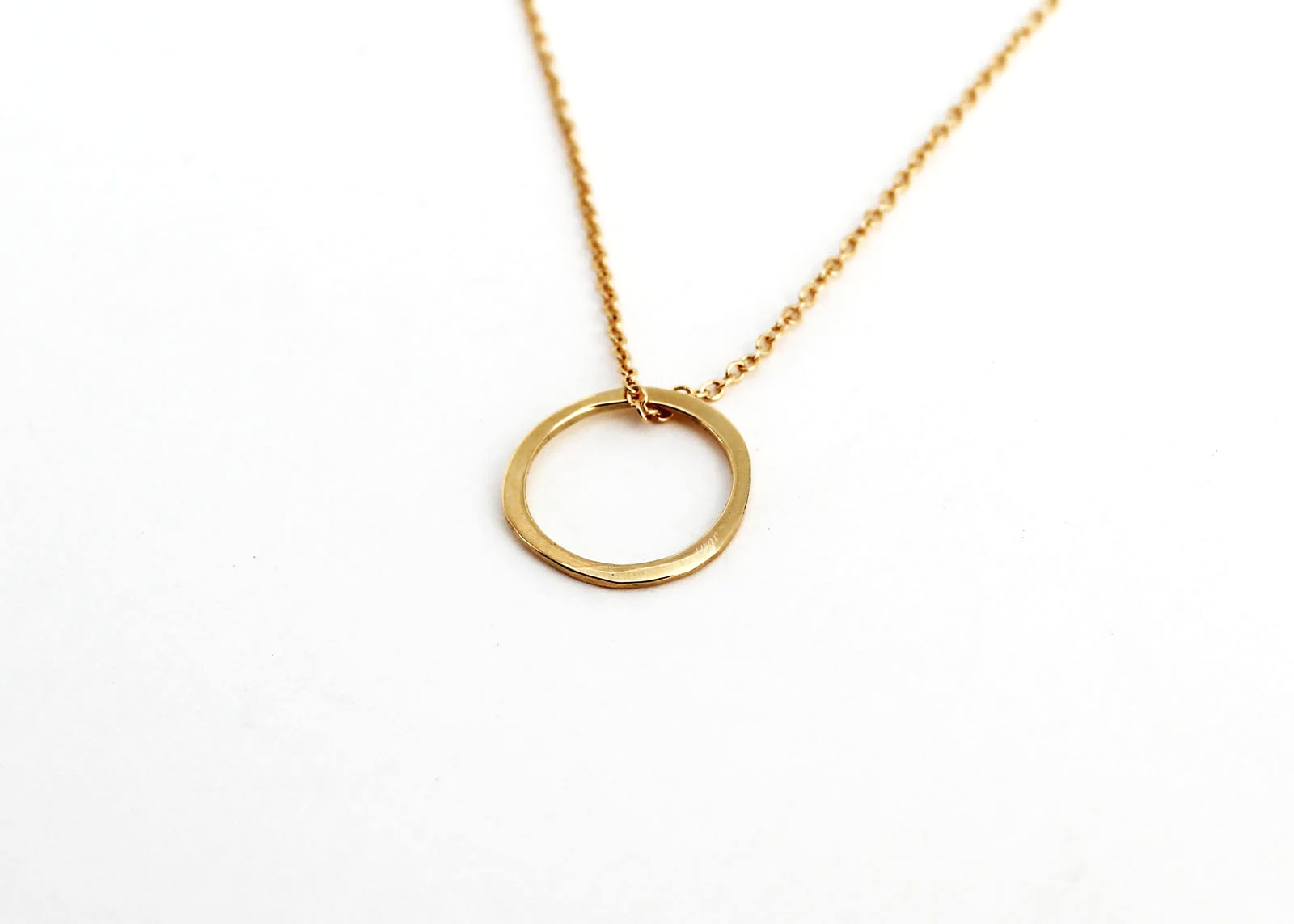 minimalist open circle pendant solid gold