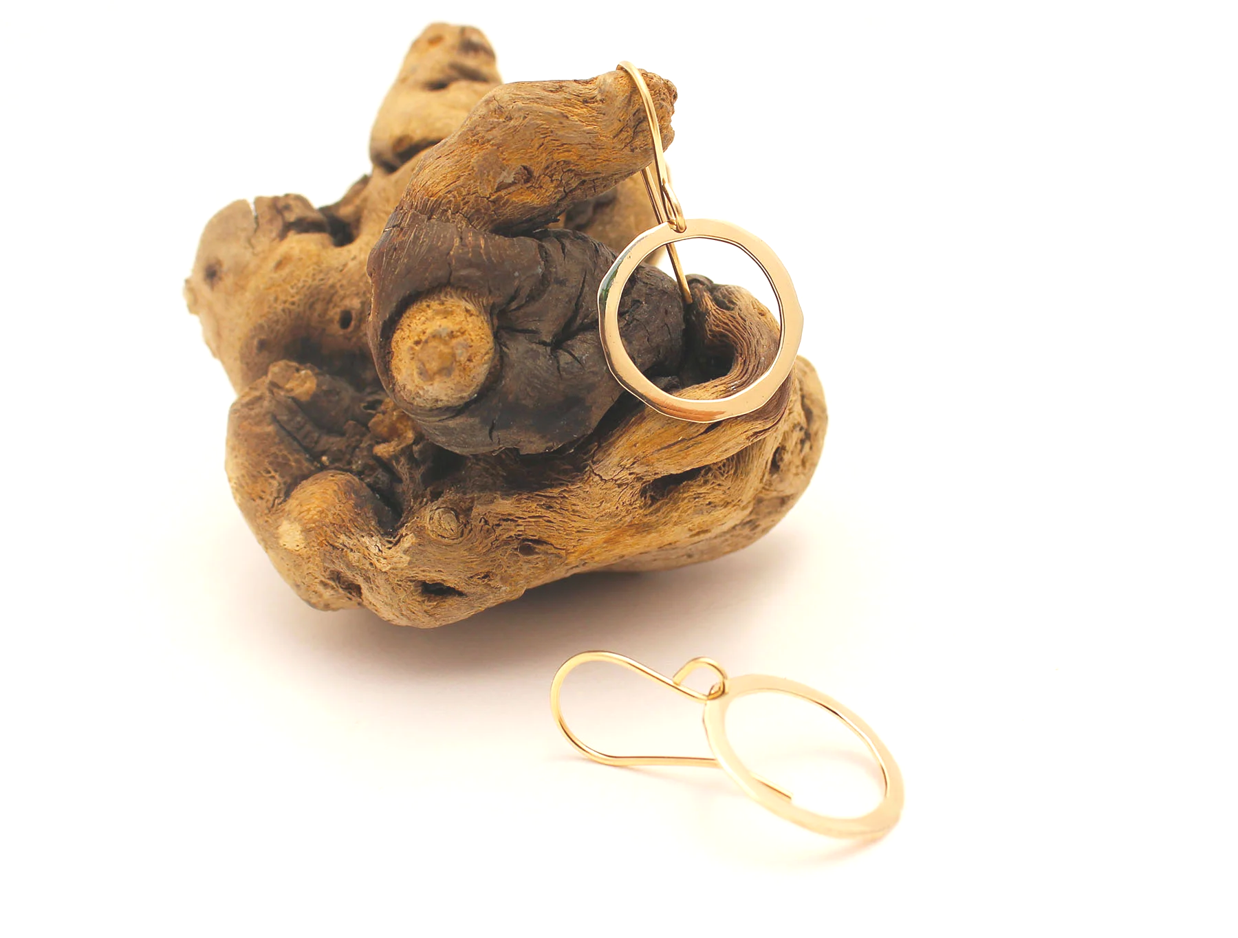 hammered gold hoops with irregular edges handmade rustic