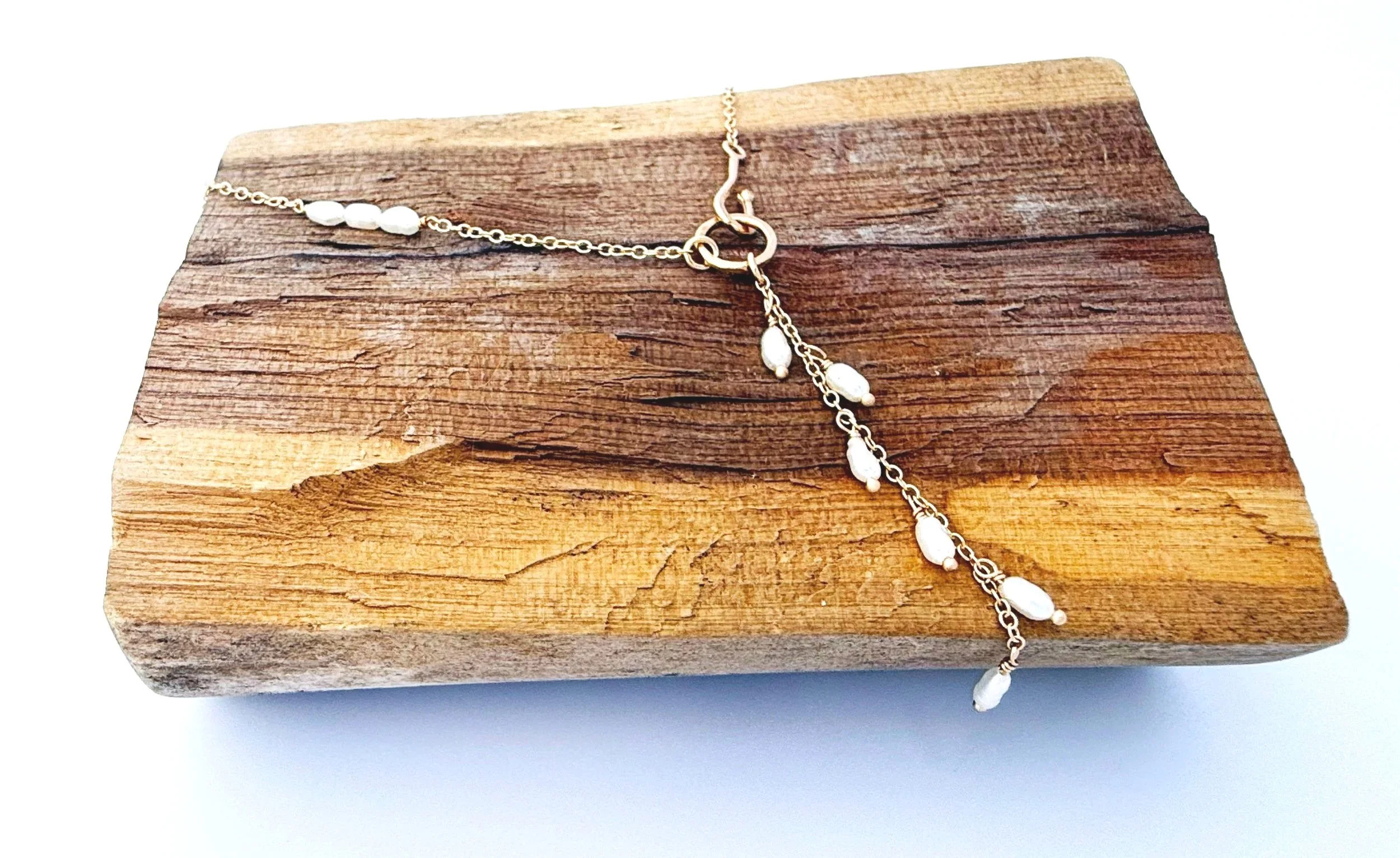 minimalist pearl necklace in 14k solid gold