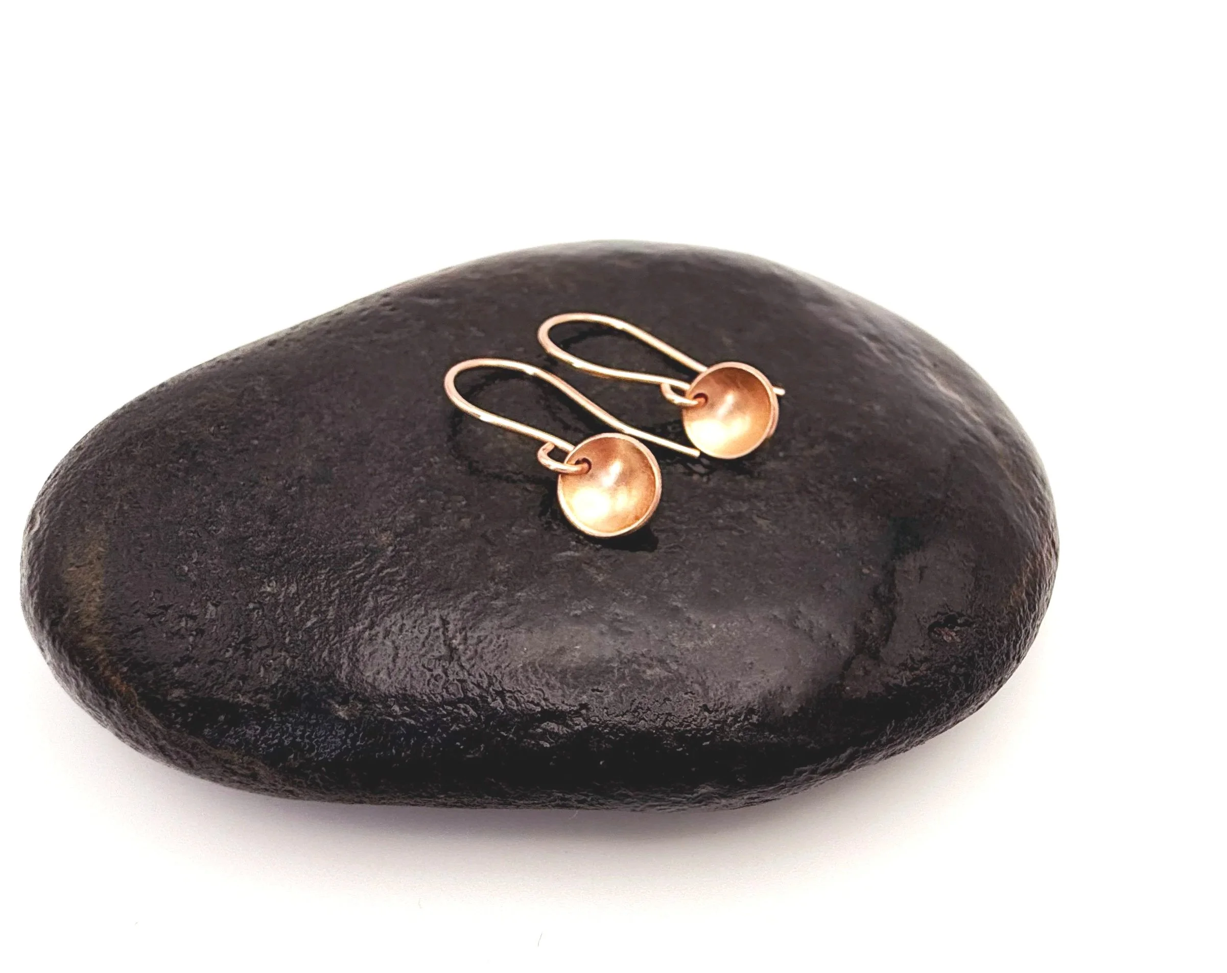 solid rose gold shell like earrings 14k