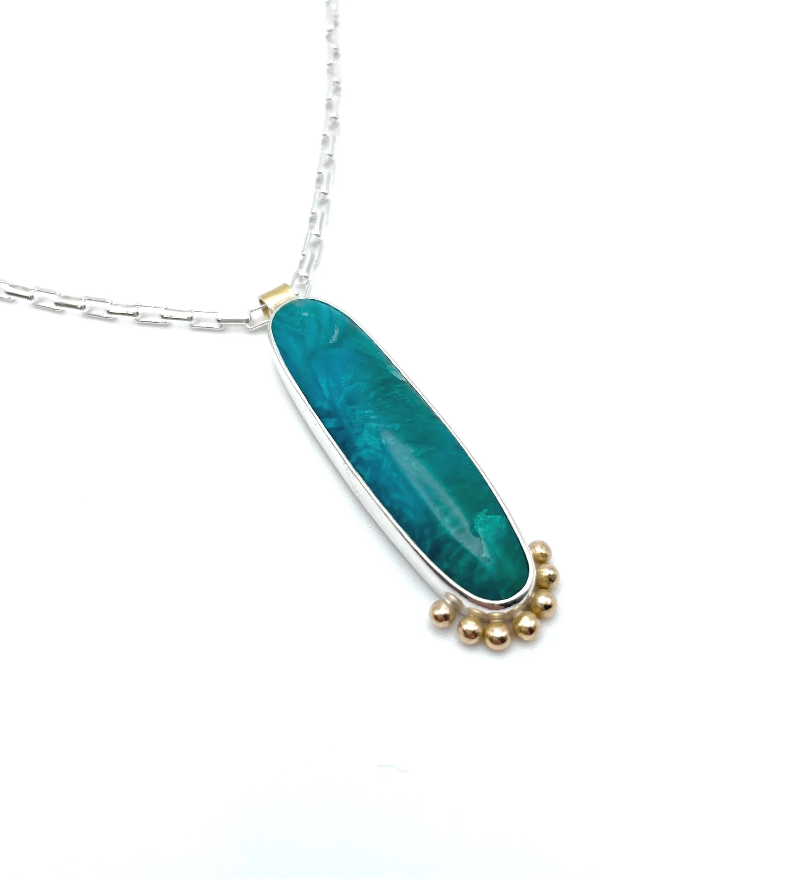 unique blue green stone pendant necklace one of a kind