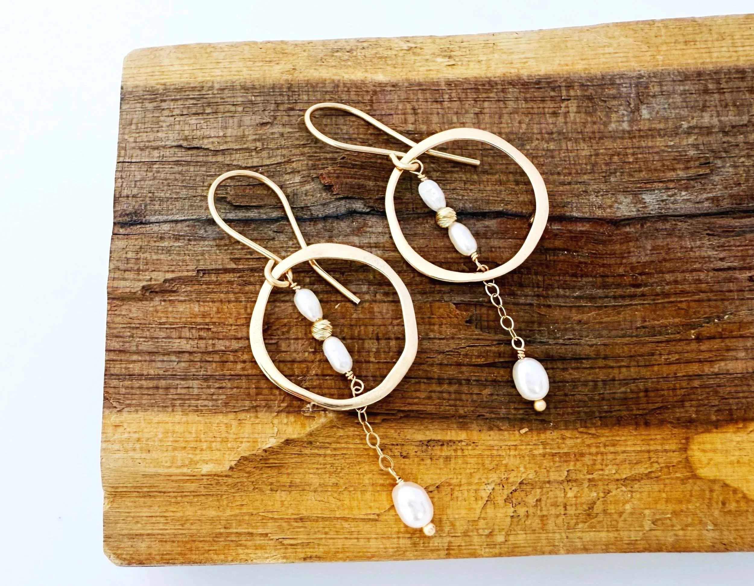 freshwater pearl and 14k solid gold earrings