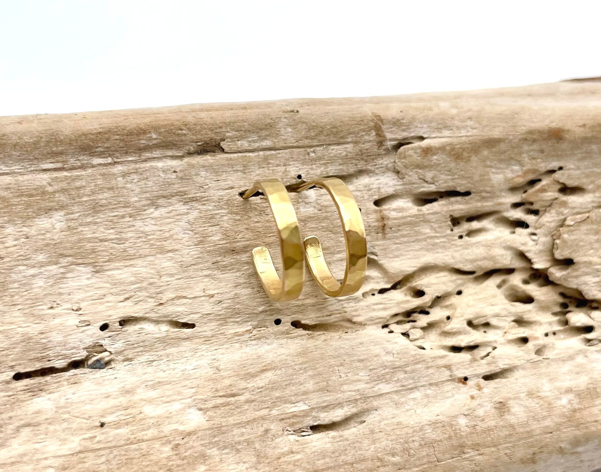 small thick 18k solid gold hoop earrings