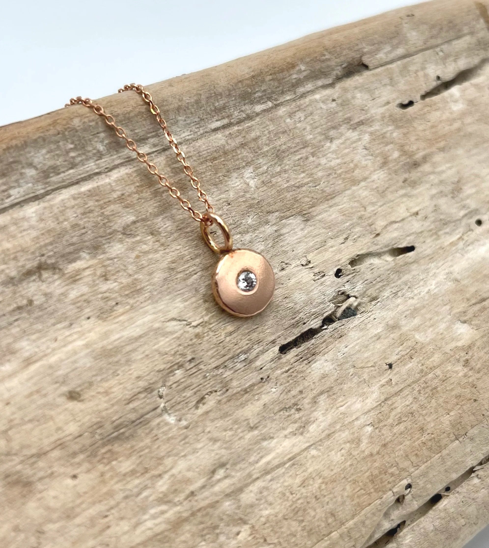 Dainty rose gold diamond necklace 14k