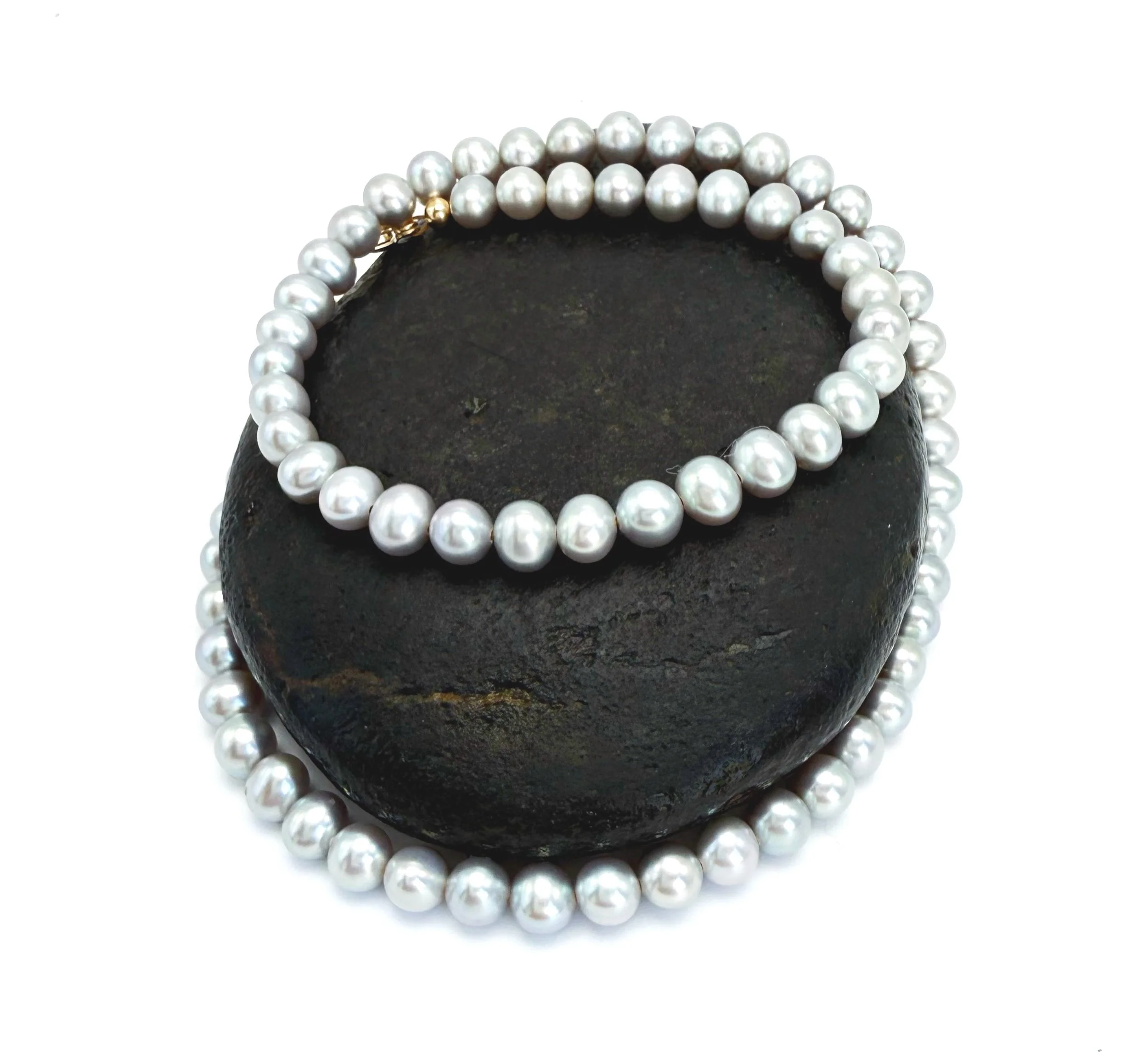 14k solid gold gray pearl necklace gift for her