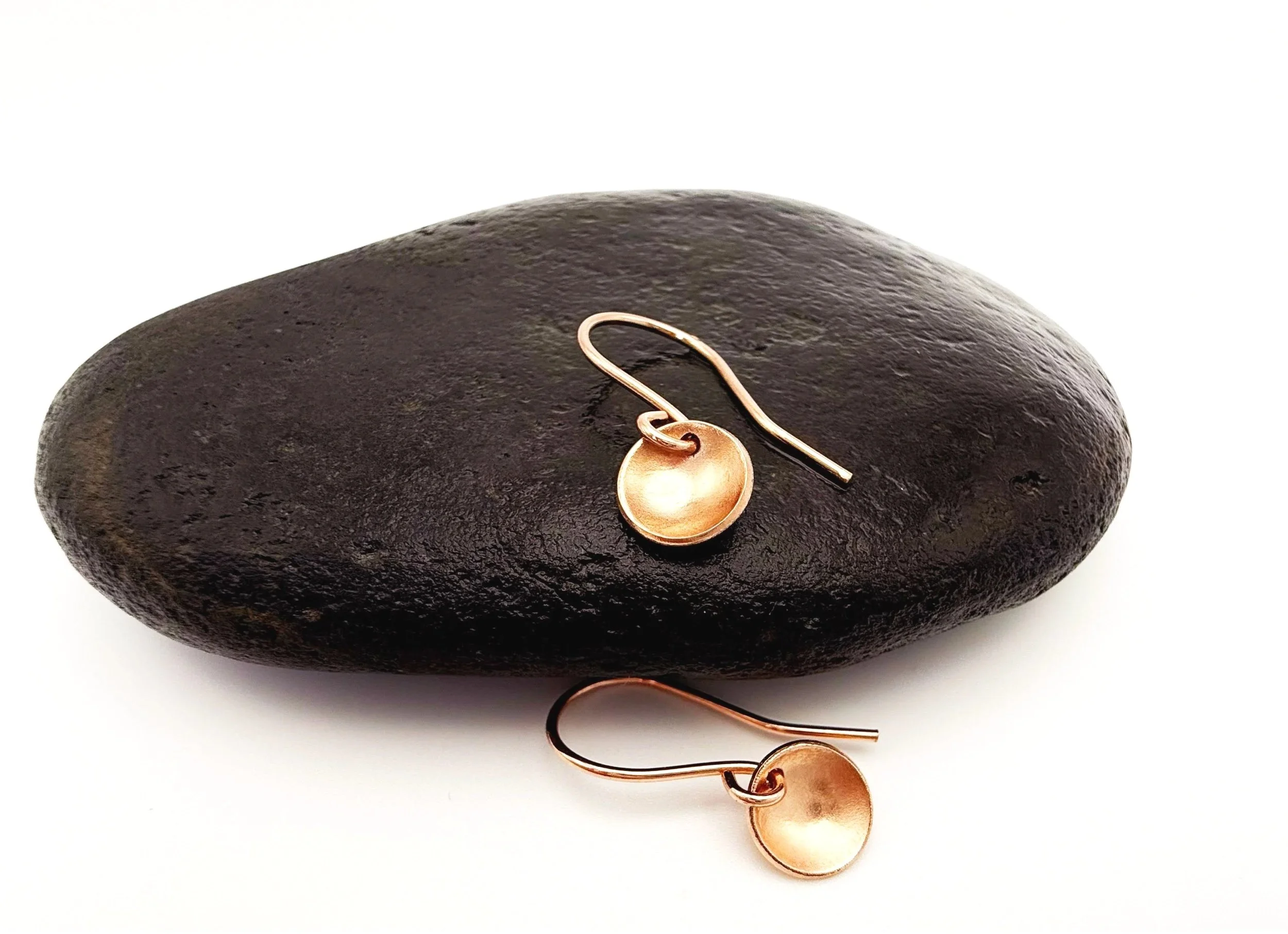 small rose gold disc earrings 14k