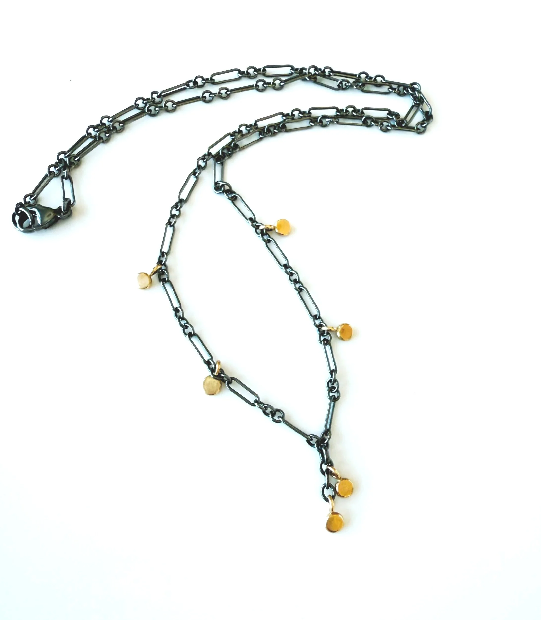 mixed metal silver and 14k gold chain necklace