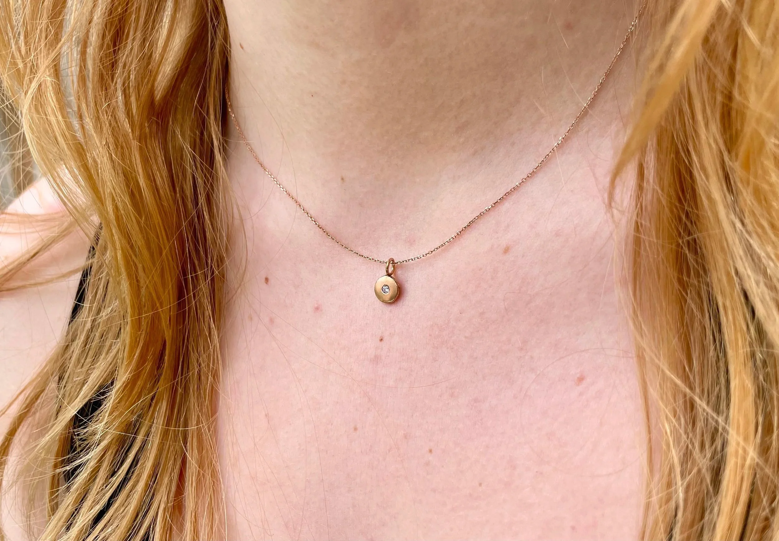 Dainty Rose Gold Diamond Necklace 14k