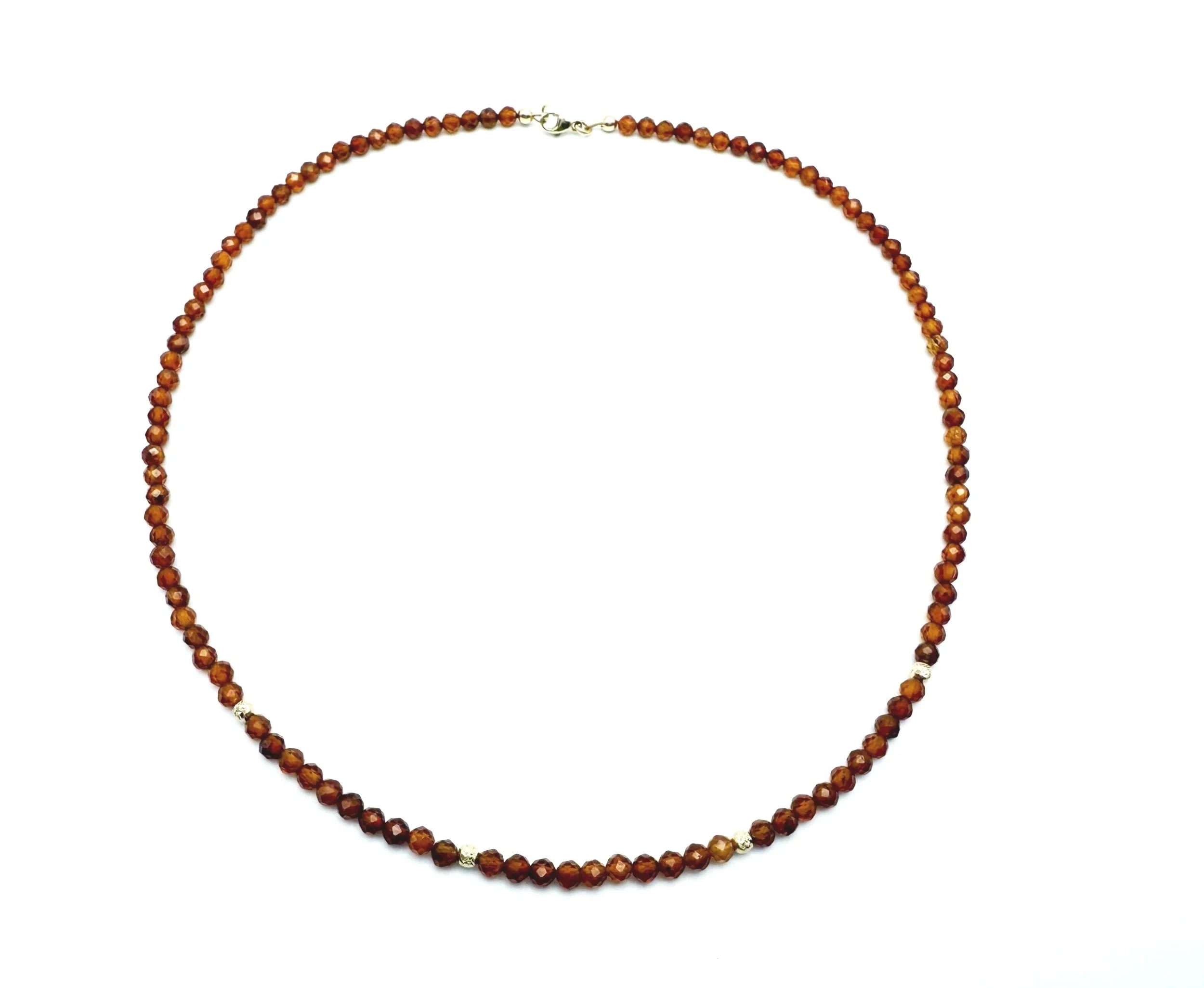 orange brown gemstone beaded necklace handmade in 14k gold