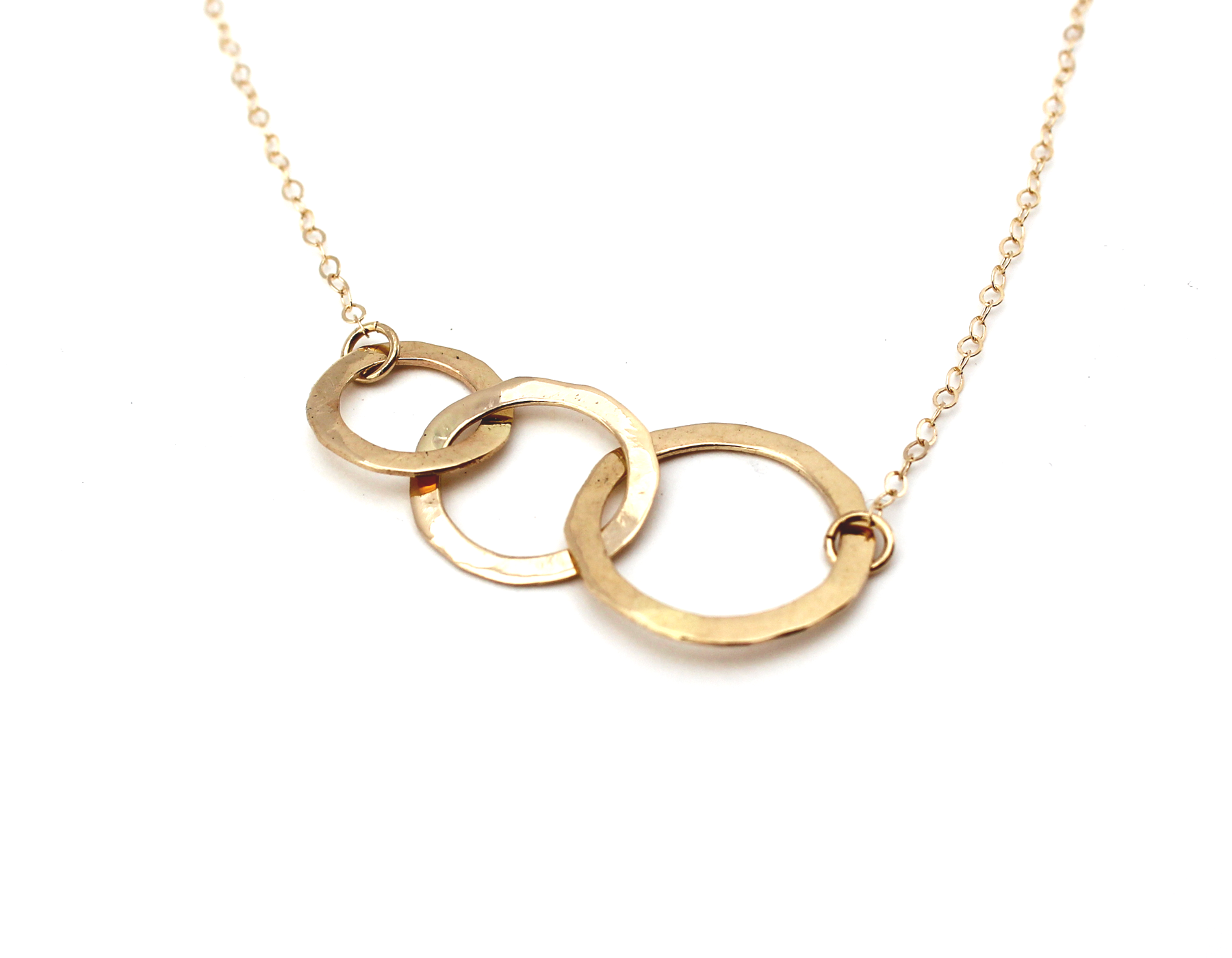hammered 14k gold three interlocking circles pendant