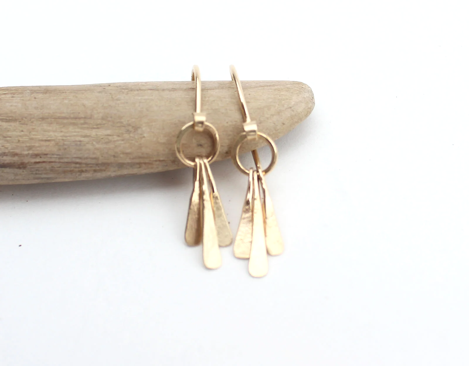 hammered gold bar dangle earrings