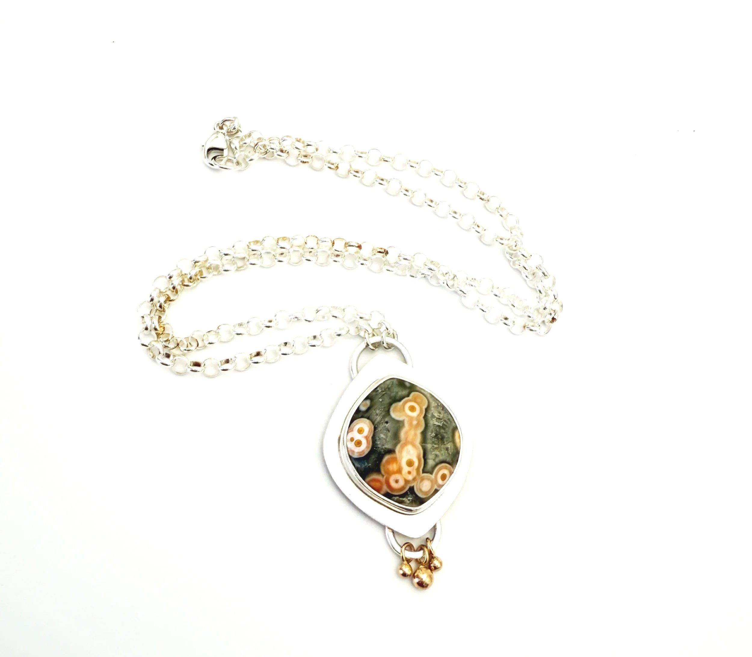 one of a kind ocean jasper pendant sterling silver