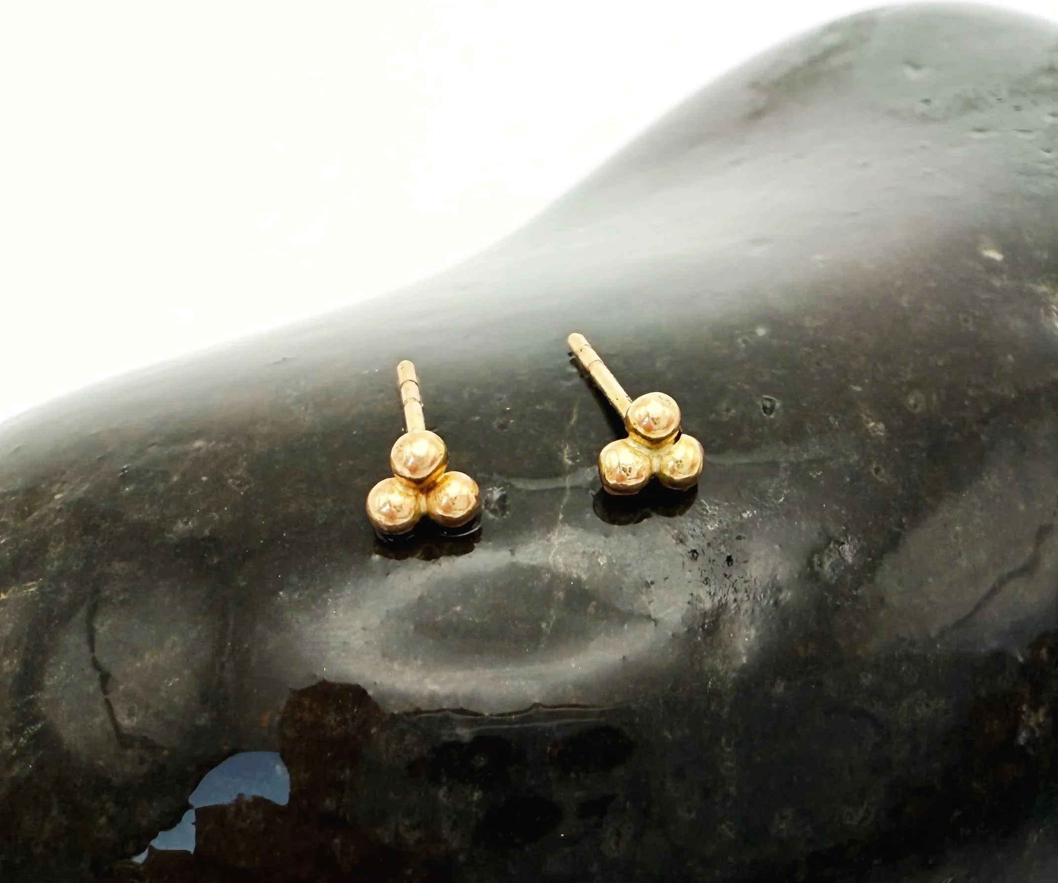 tiny gold dot studs 14k solid gold