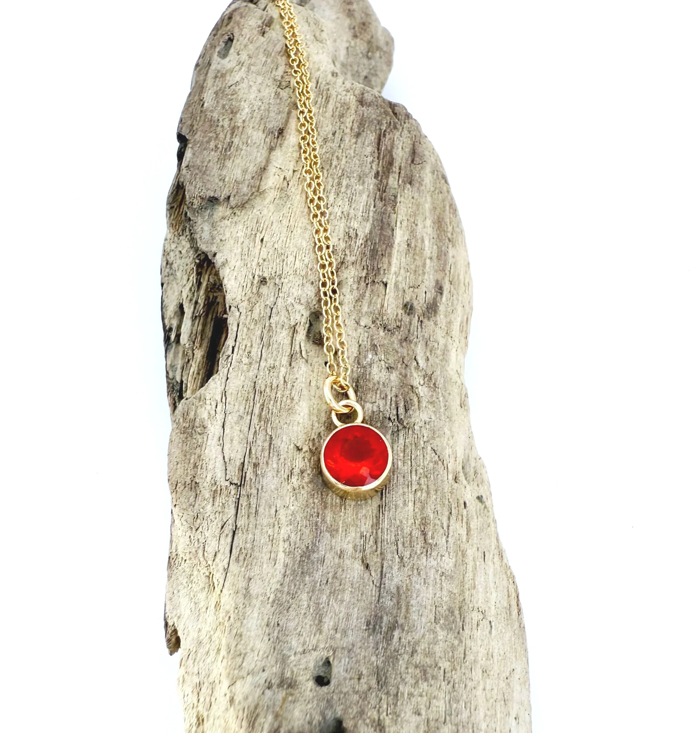 vivid orange gemstone pendant necklace 14k solid gold