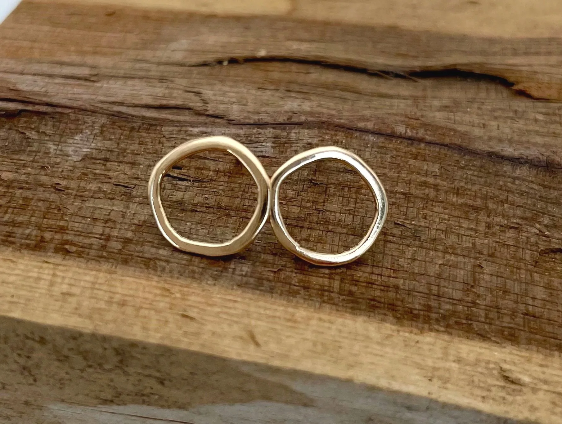 open circle stud earrings 14k solid gold