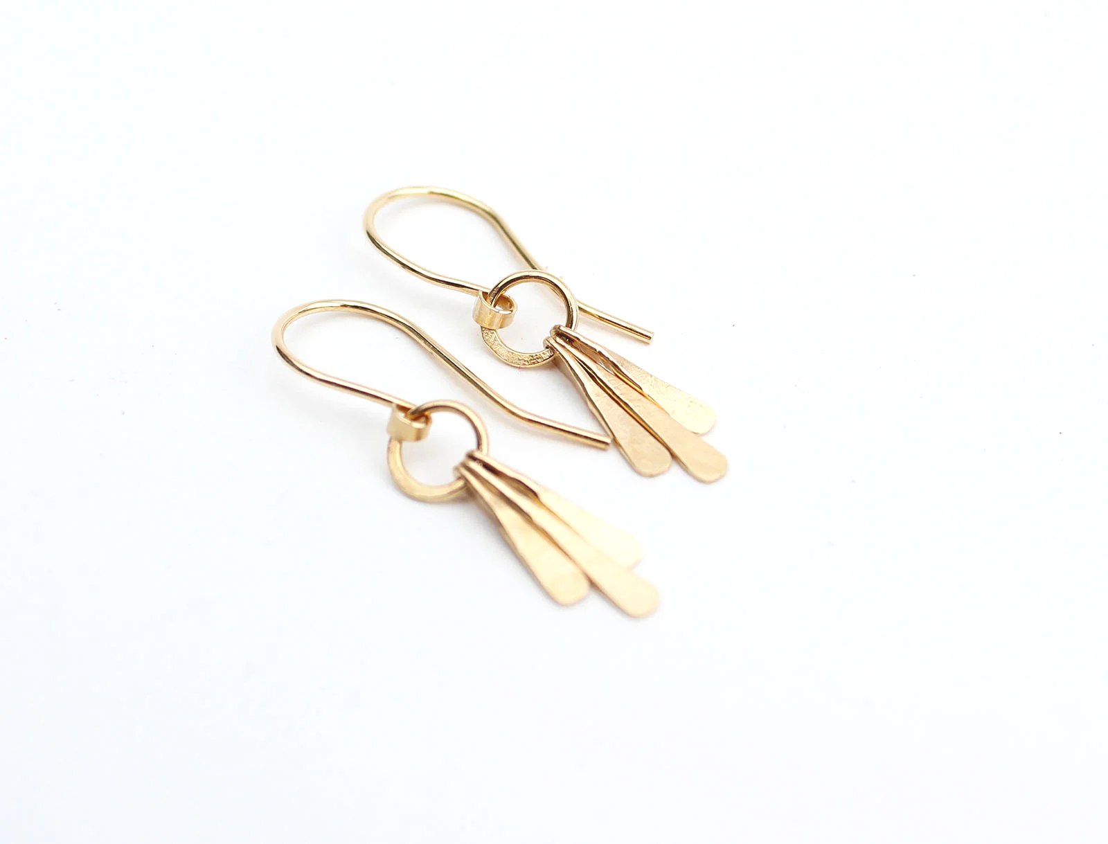 14k solid gold bar dangle earrings
