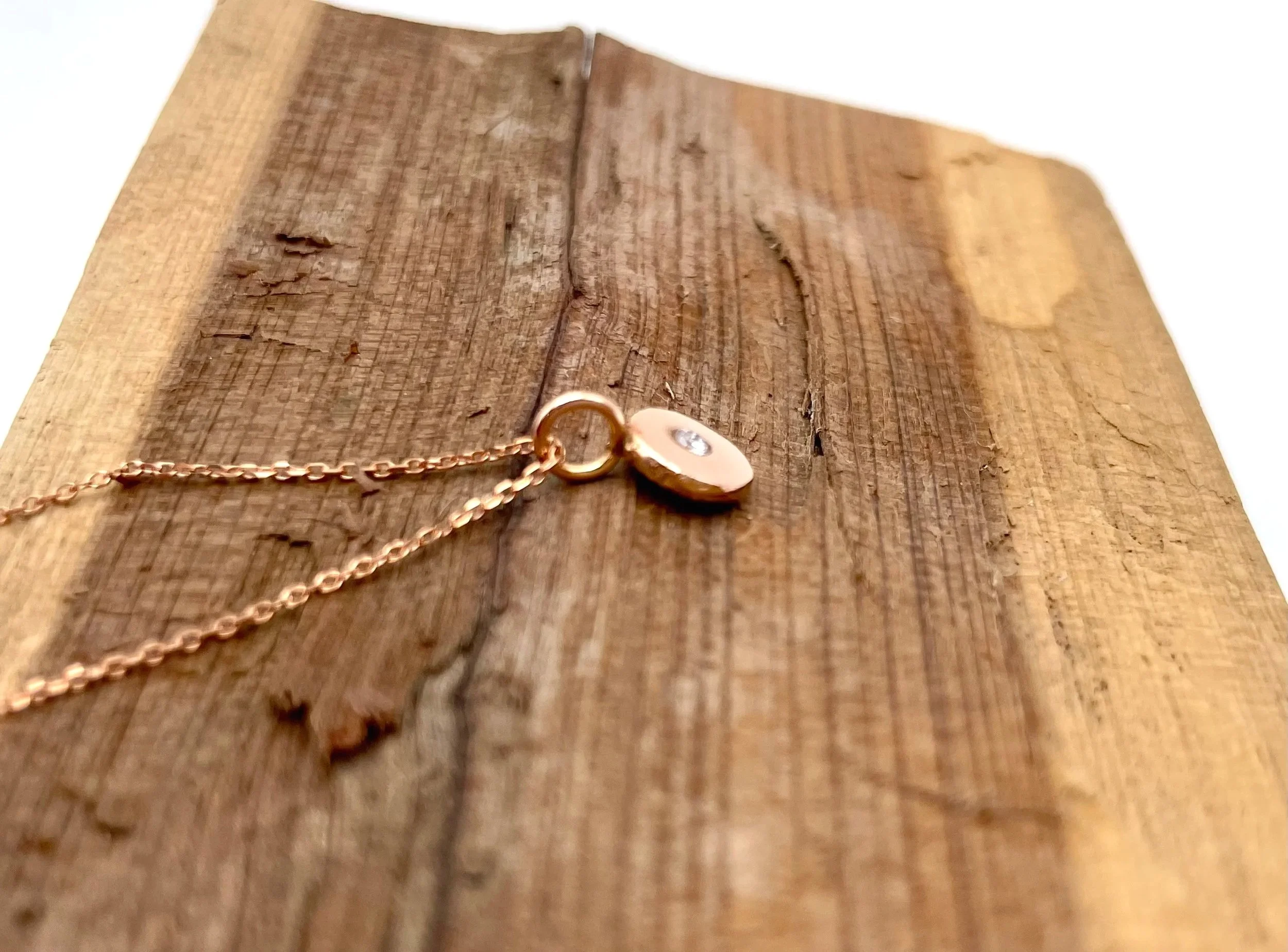 minimalist rose gold diamond necklace 14k