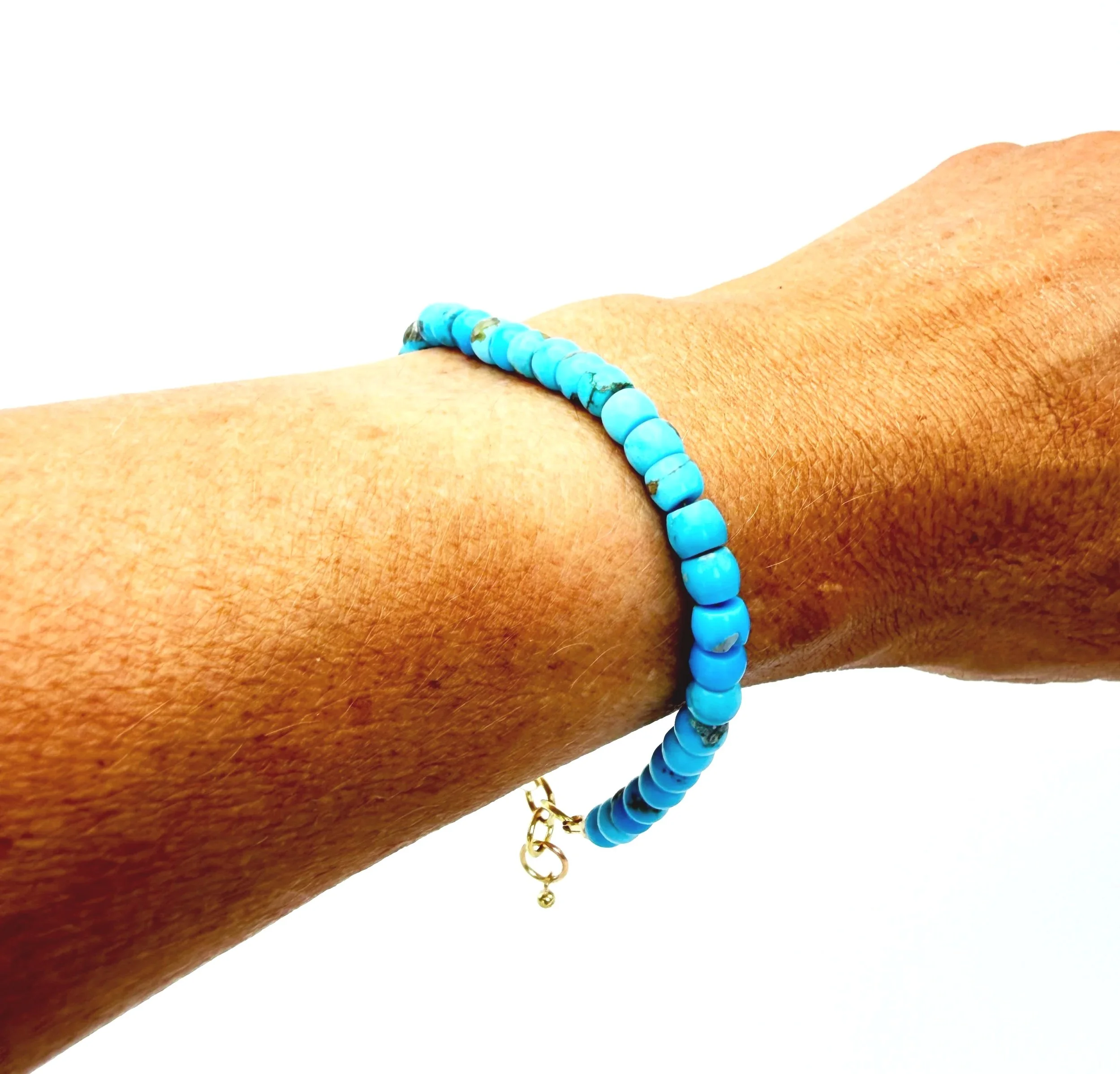 Sleeping Beauty Turquoise Bracelet in 14k Solid Gold