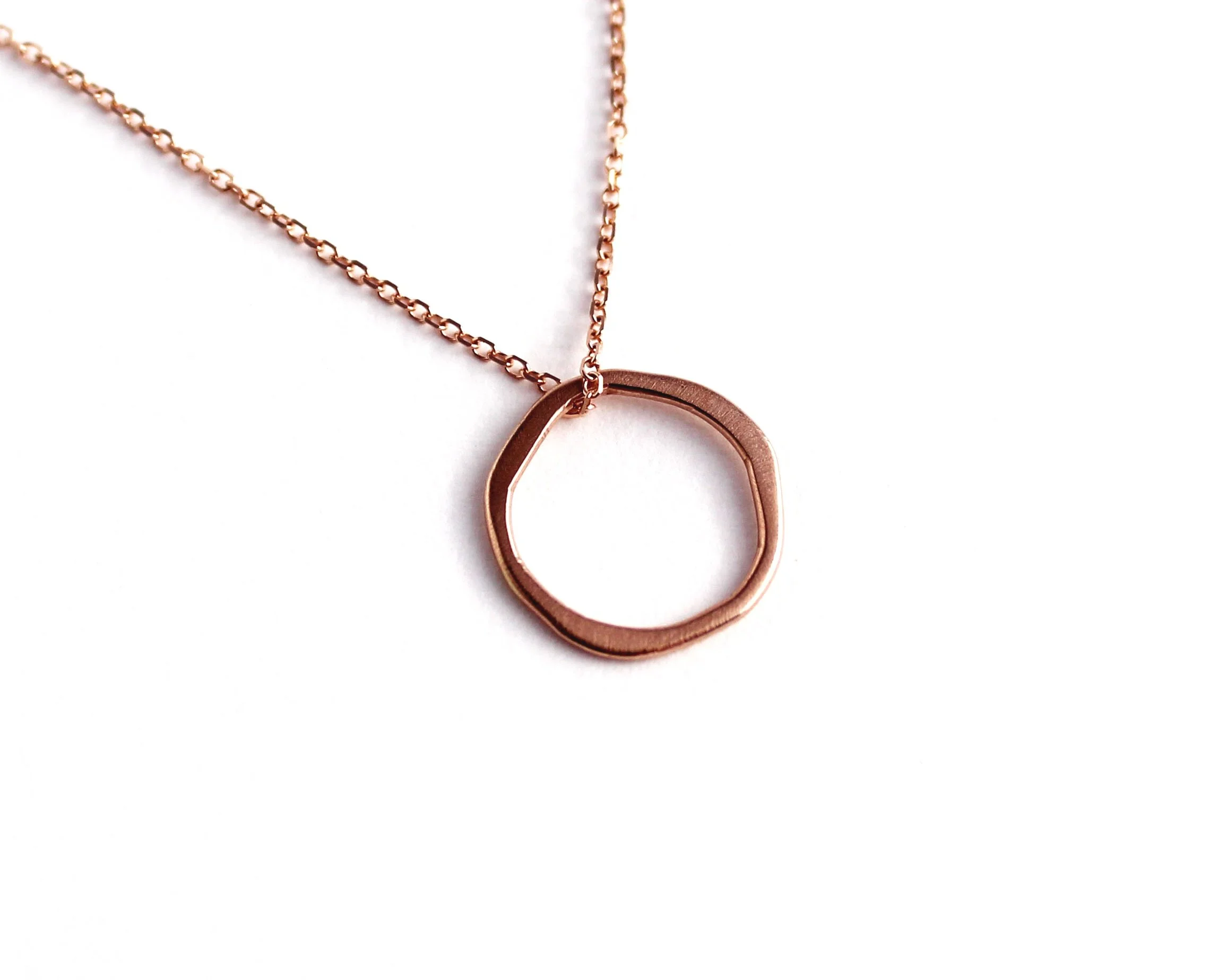rose gold open circle pendant necklace 14k