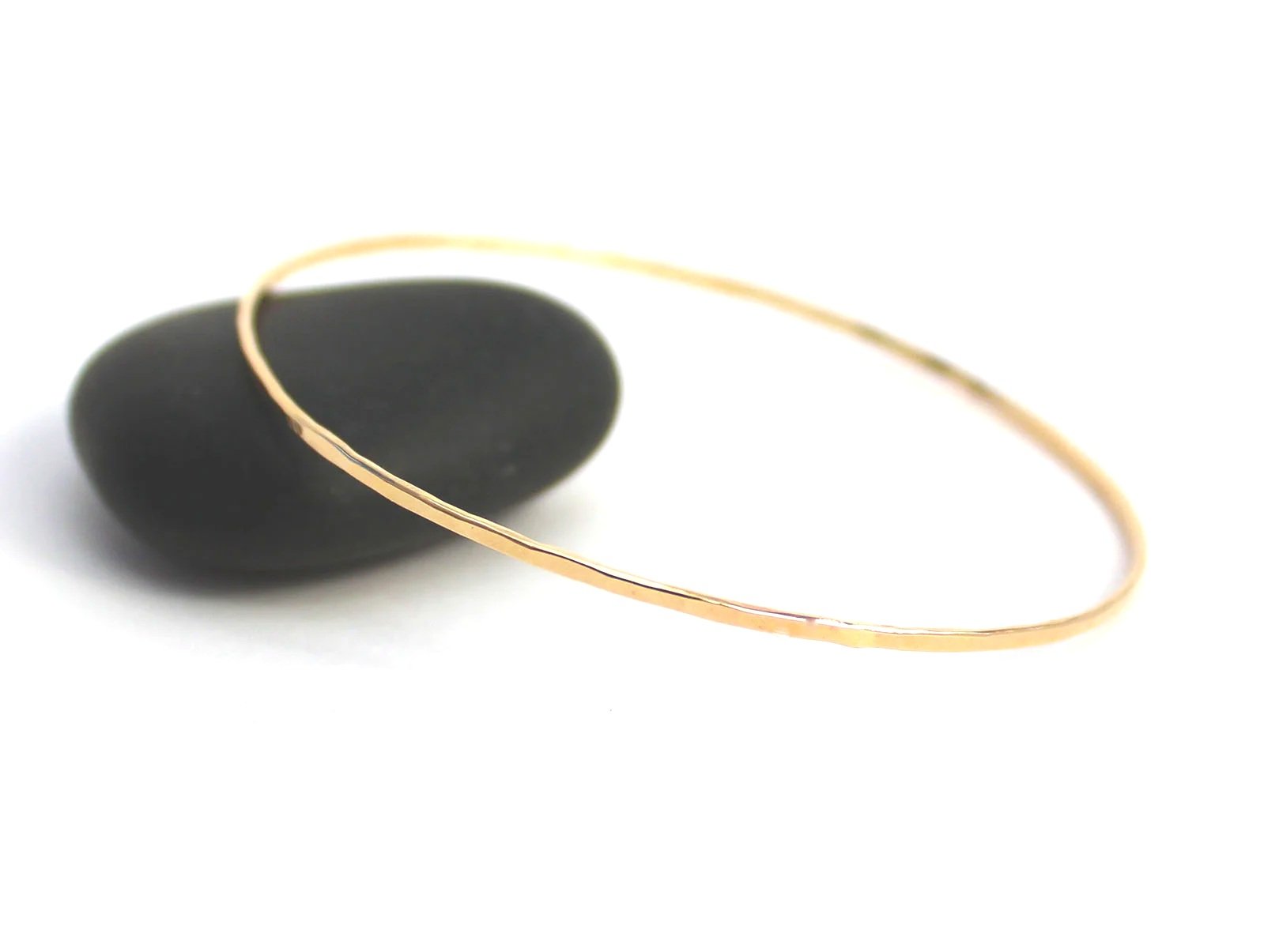 hammered solid gold bangle 14k
